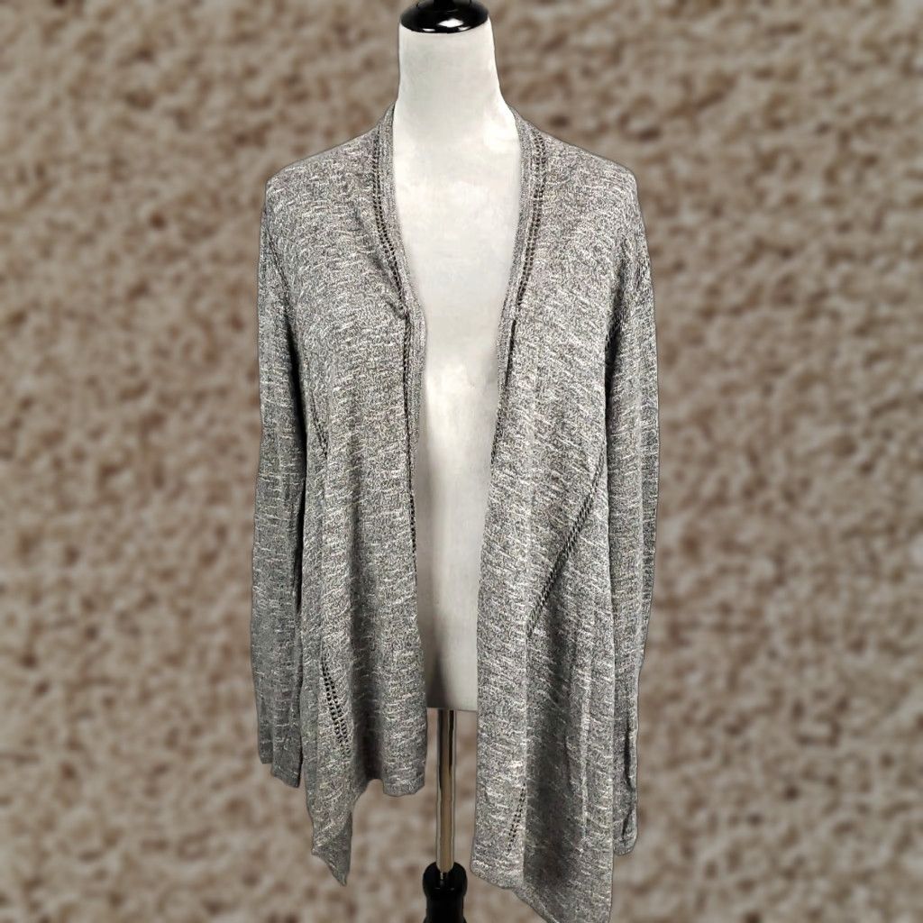 Vintage UMGEE Cardigan Womens M Flowey Gray Waterfall Open Front Knit Heathered Comfort Casual Bohemian Size M / US 6-8 / IT 42-44 - 1 Thumbnail