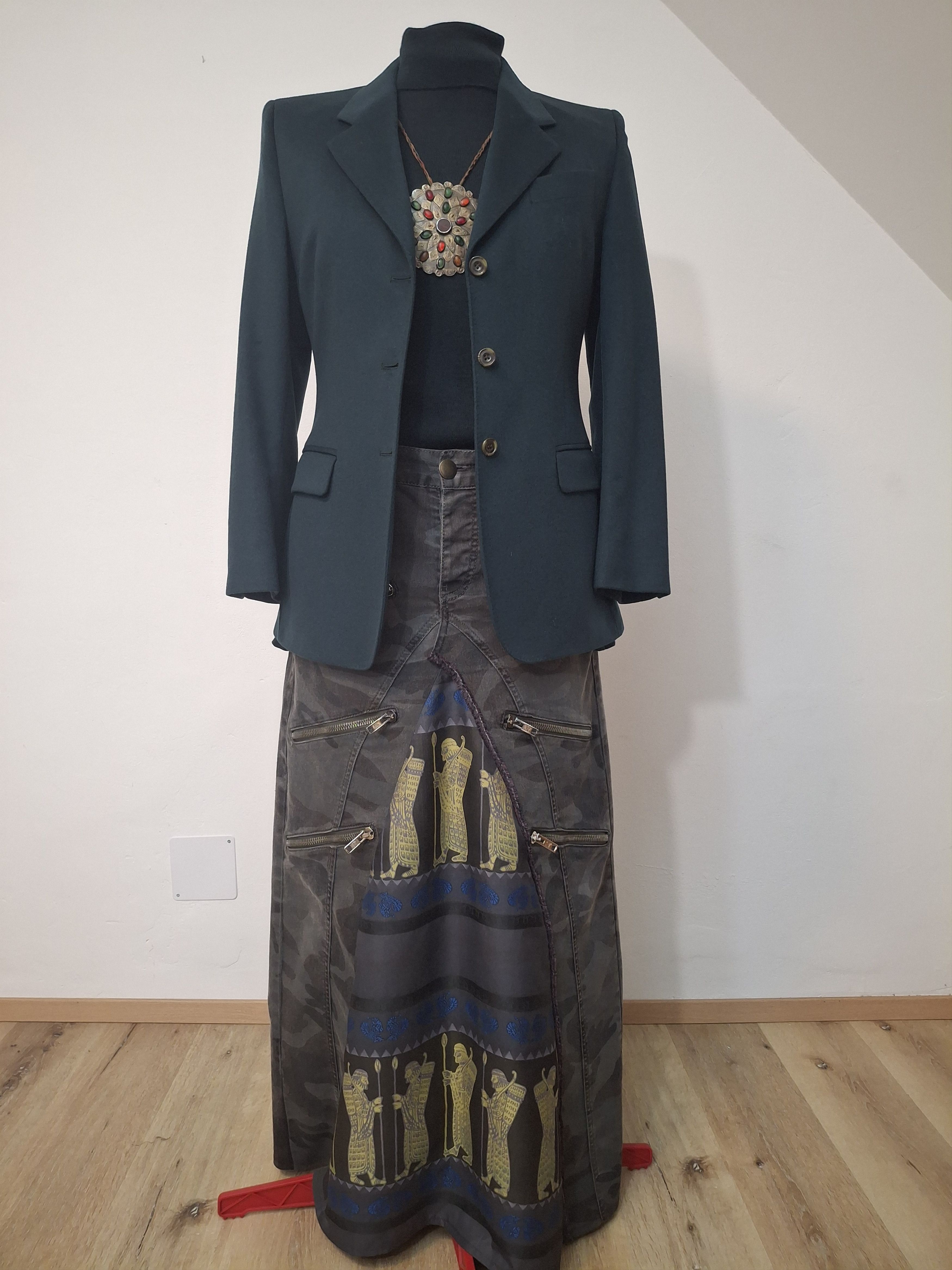 Vintage Y2K Reworked Denim Maxi Skirt 36" Size 36" / US 14 / IT 50 - 18 Thumbnail