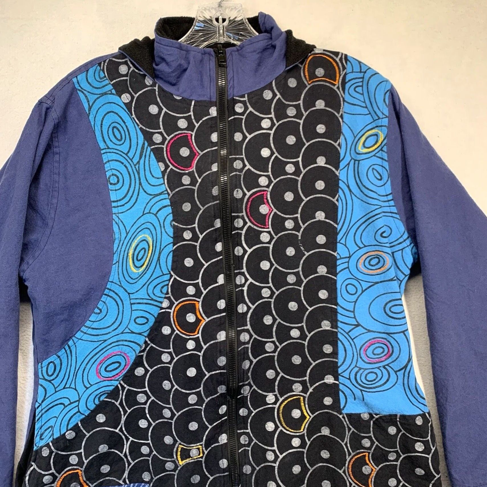 Vintage VINTAGE Patchwork Style Jacket Women's Boho Hippie Ethnic Nepal Pockets Zip Hood M-L Size M / US 6-8 / IT 42-44 - 5 Thumbnail