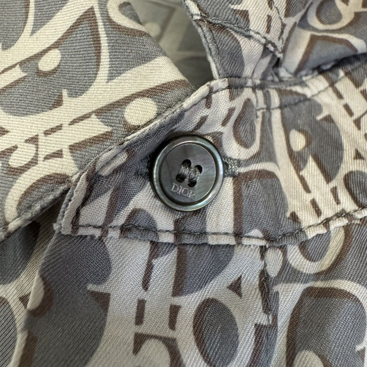 Dior Dior Oblique Silk Shirt Grey/White Size US L / EU 52-54 / 3 - 4 Thumbnail