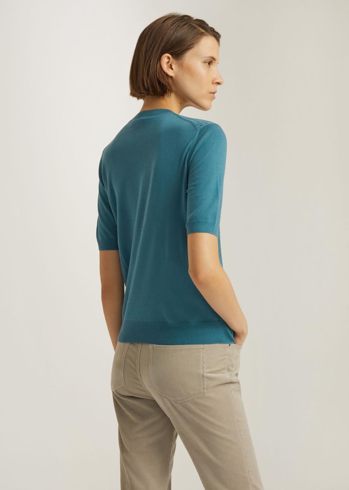 Loro Piana o1srvl11e0125 Short- Sleeved Roundneck Sweater in Blue Size M / US 6-8 / IT 42-44 - 3 Thumbnail
