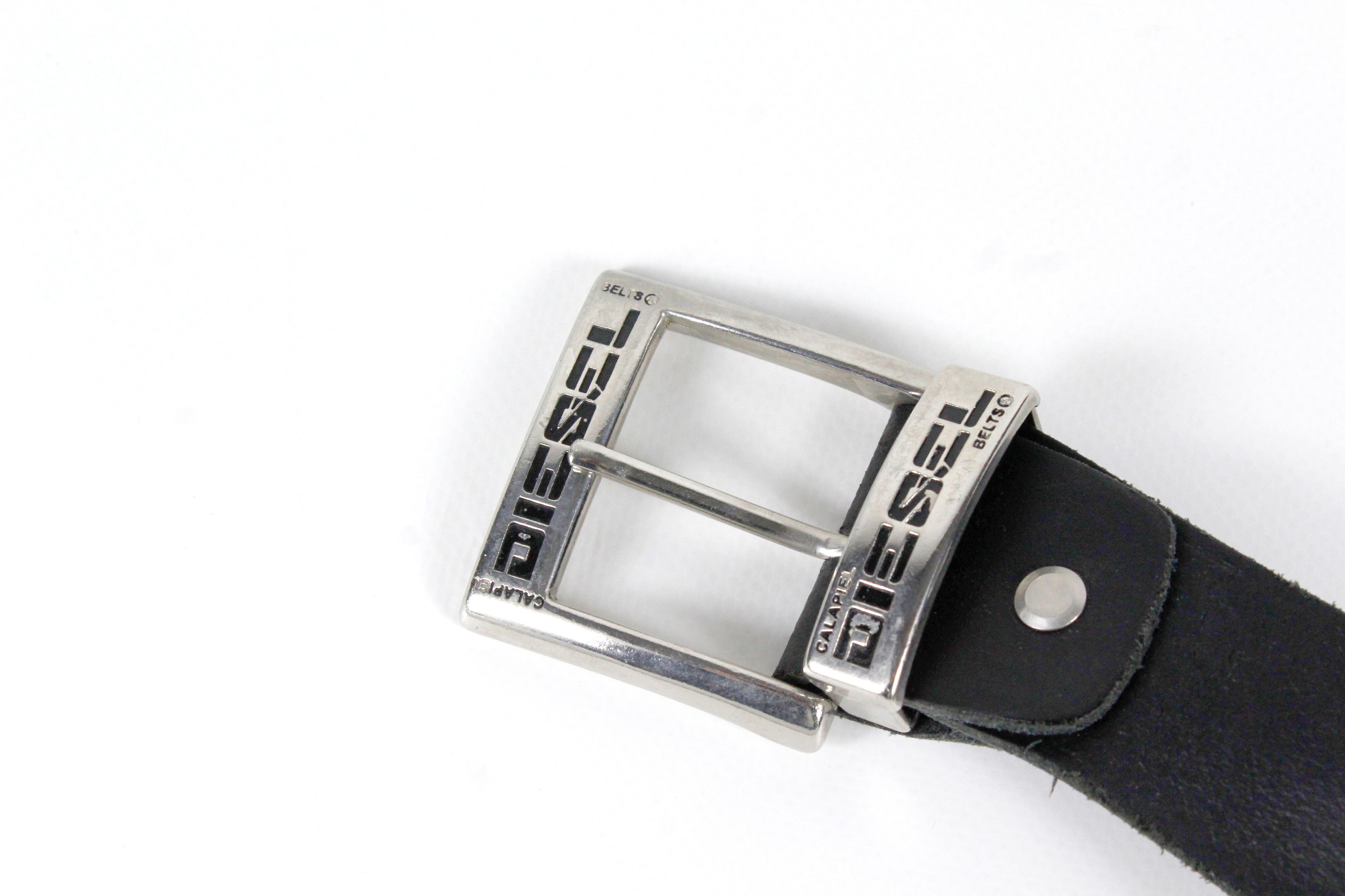 Vintage Diesel Logo Buckle Y2K Leather Belt NZ - Belts