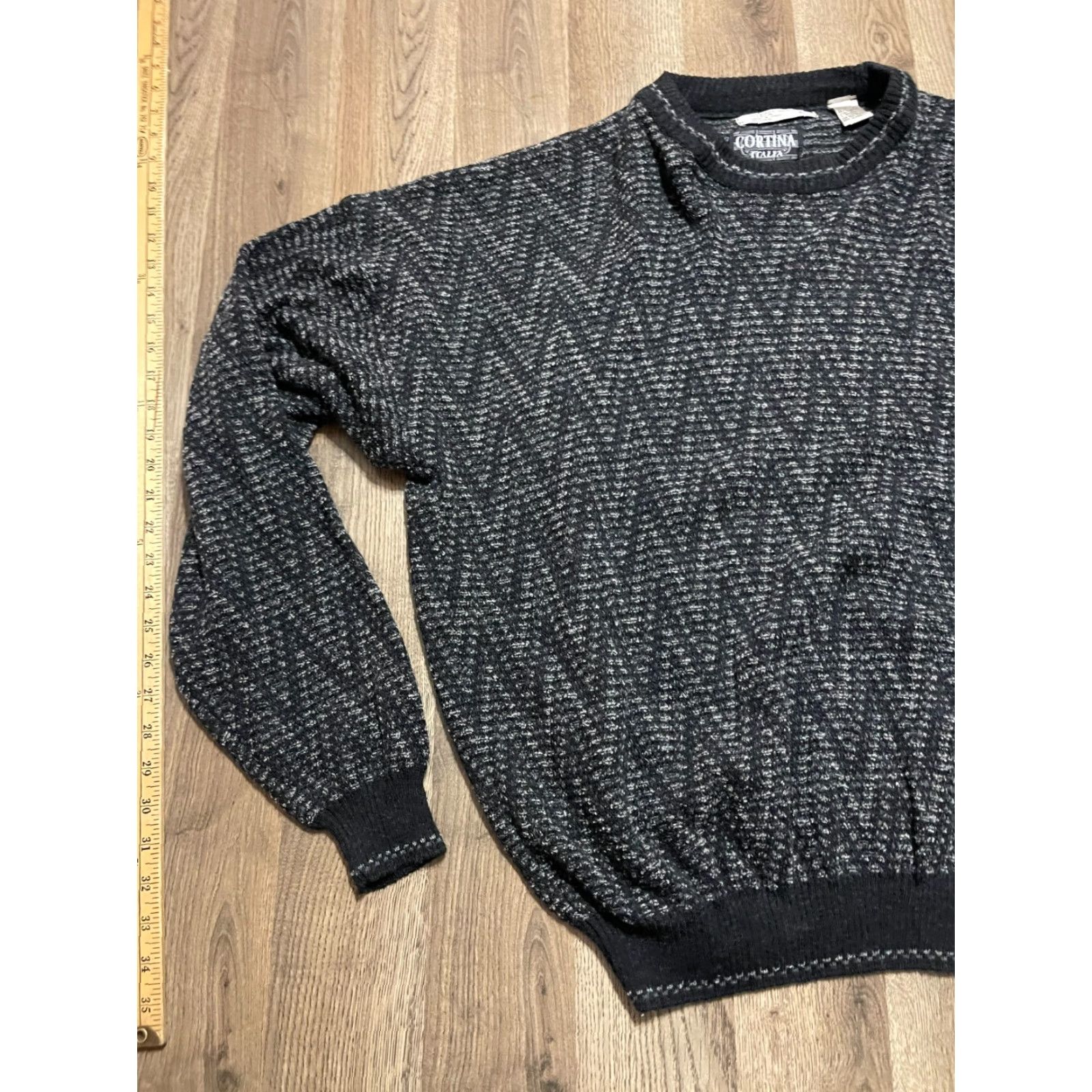 Vintage Cortina Italia Sweater Mens XL Black Gray Wool Blend Pullover Crew Neck Casual Wool Mens XL Pullover Crew Neck Cortina Italia Sweater Size US XL / EU 56 / 4 - 3 Thumbnail