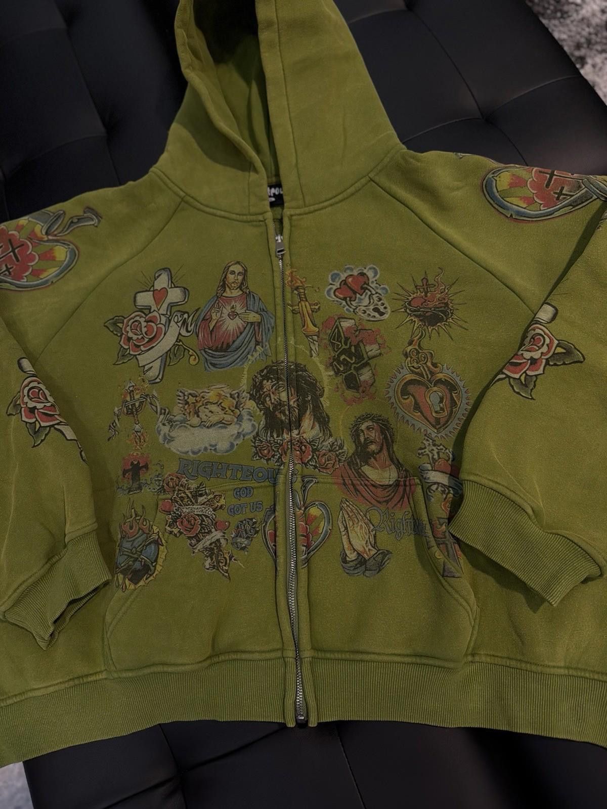Other XL- We Are Righteous Green Zip Up Jesus Hoodie Size US XL / EU 56 / 4 - 3 Thumbnail