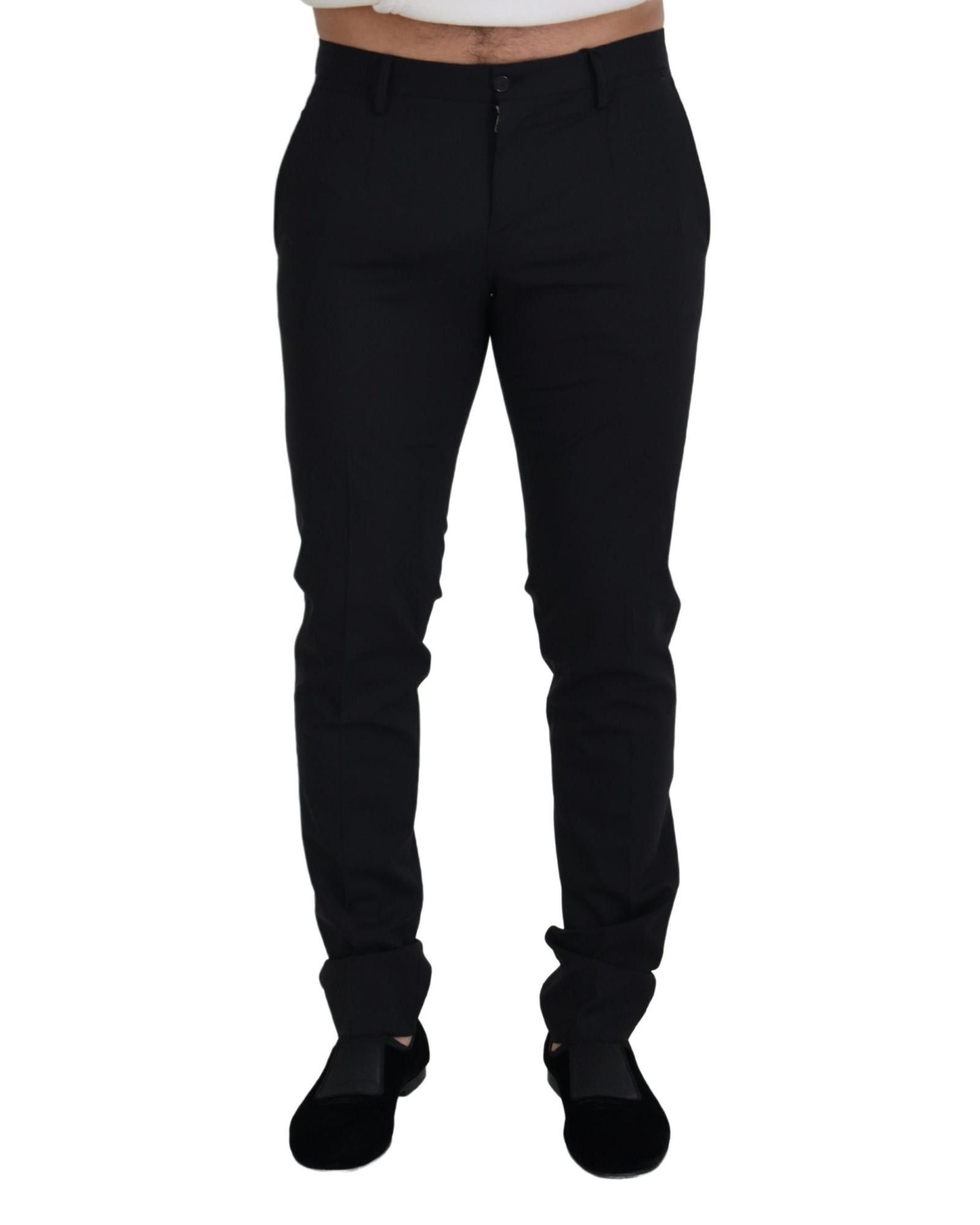 Image of Dolce Gabbana Wool Chino Formal Pants in Black, Men's (Size 30)