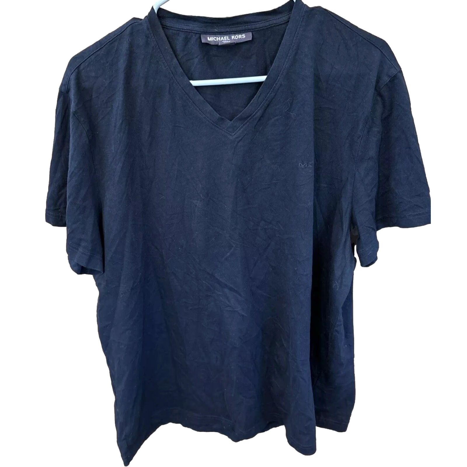 Michael Kors Michael Kors Women T-Shirt Black Short Sleeve V-Neck XL Pullover Basic Minimalist Knit 100% Cotton Regular Fit Beach Casual Workwear Size XL / US 12-14 / IT 48-50 - 2 Thumbnail