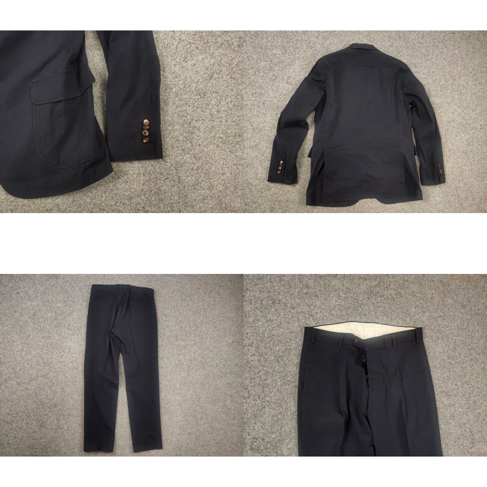 Doppiaa Doppiaa Italy Design Navy 2 Piece Mens Casual Suit Blazer Pants 3 Button Notch Lapel Cotton Blend 48 XS? Size 48R - 8 Thumbnail