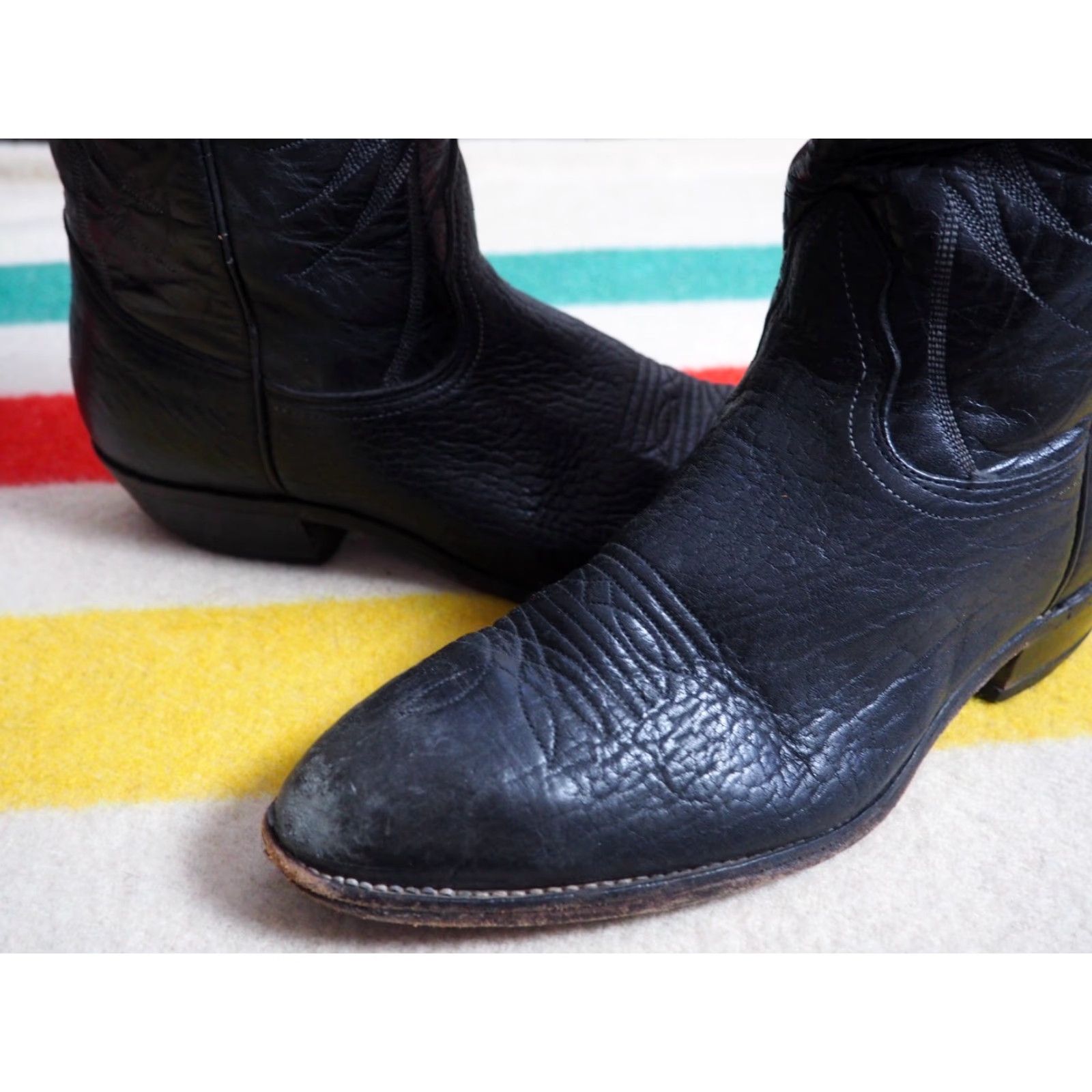 Vintage VINTAGE Nocona Boots Western Cowboy Mens US 10.5 Black Bullhide Leather Sunburst Embroidered Mid-Calf Leather Outsole Casual Vintage Mens US 10.5 Size US 11 / EU 44 - 4 Thumbnail