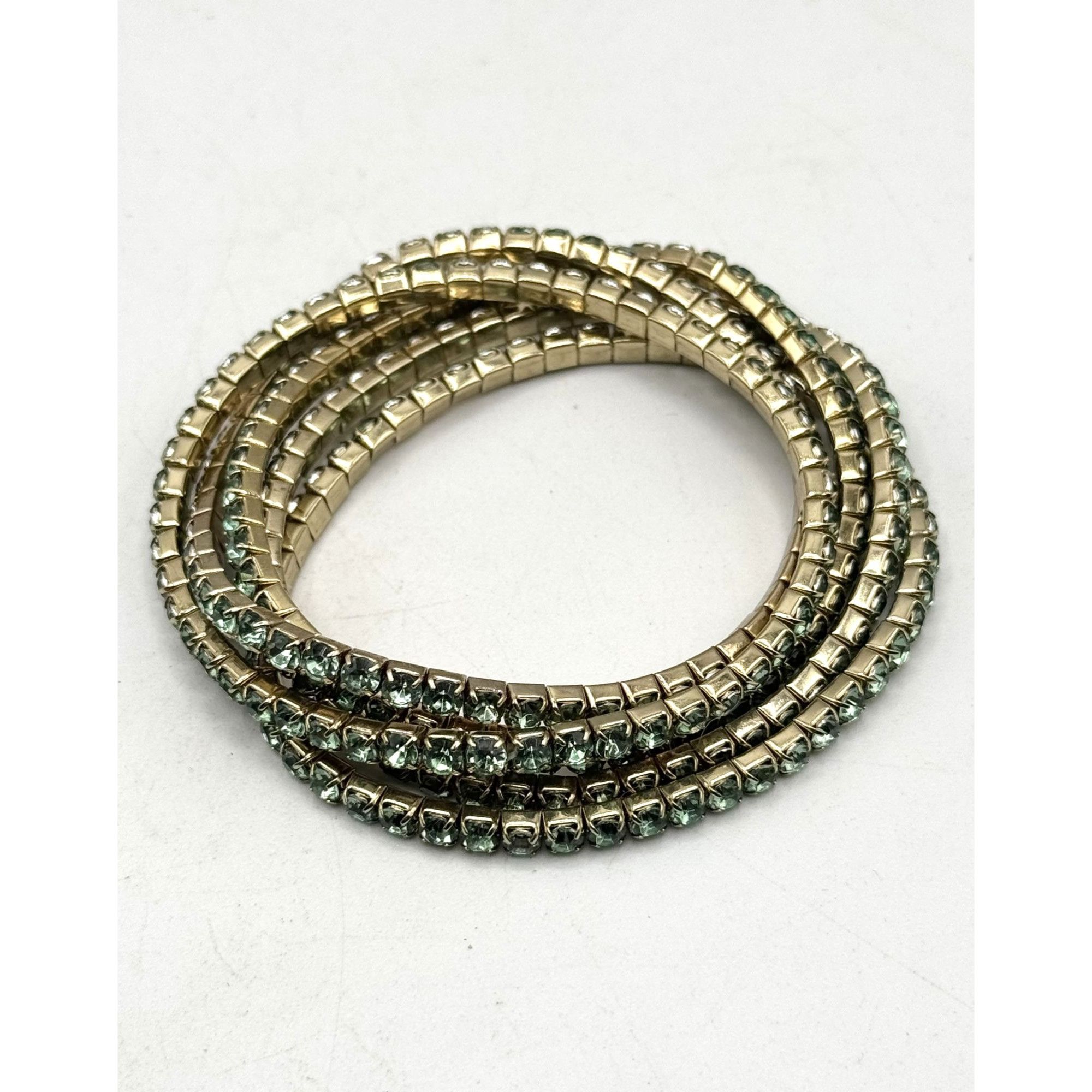 Vintage Vintage green rhinestone stretch five strand bracelet set Size ONE SIZE - 1 Thumbnail