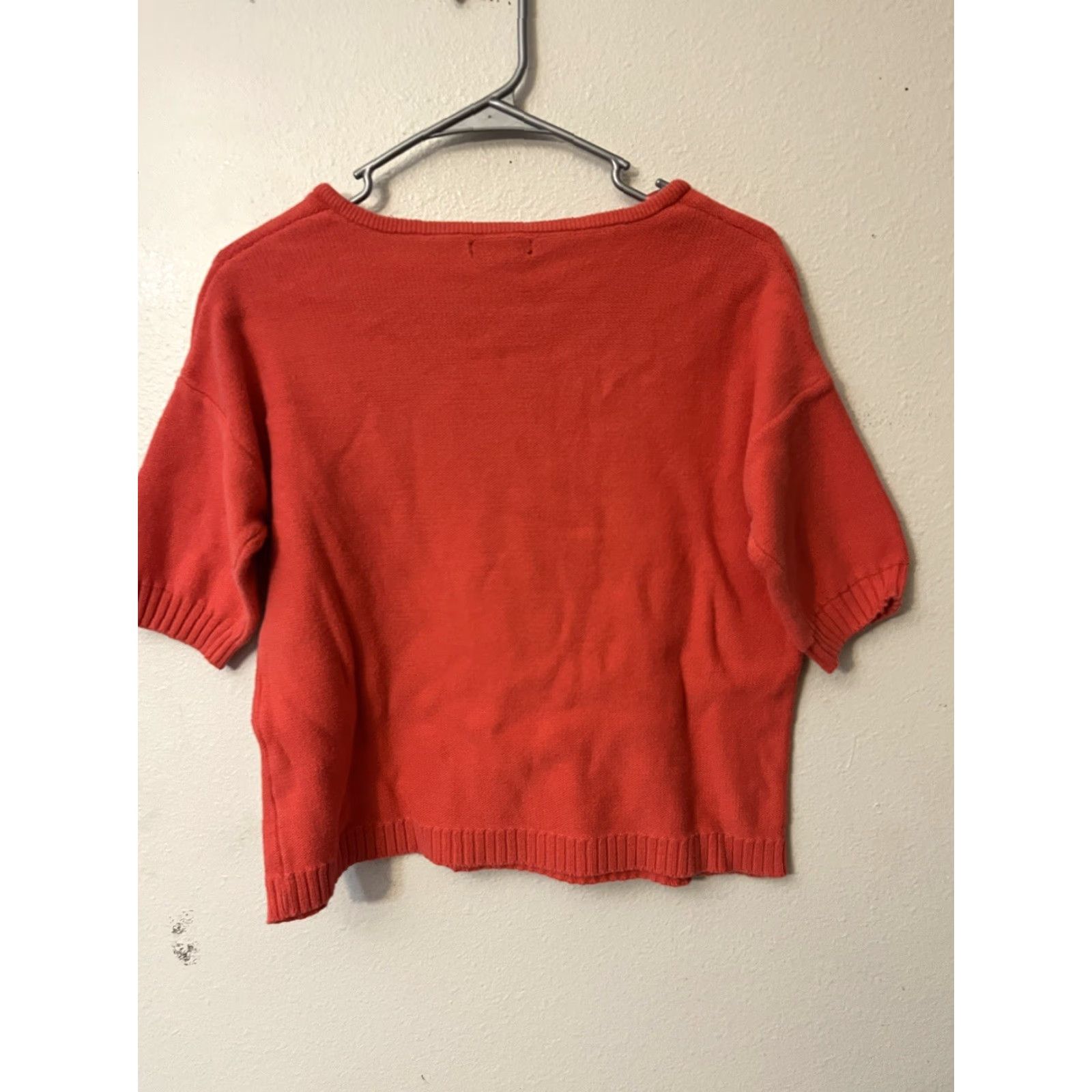 Gap GAP Shirt Women’s V-Neck Pullover Sweater – Pink Small 100% Cotton Short Sleeve Logo Knit Classic, Preppy, All Seasons Womens Size S / US 4 / IT 40 - 3 Thumbnail