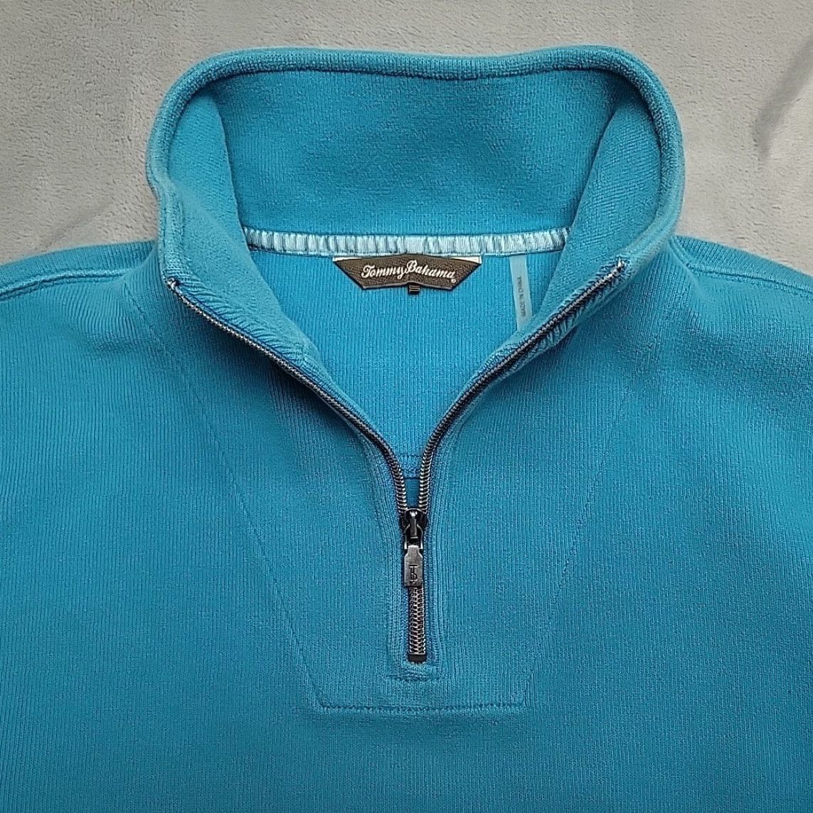 Tommy Bahama Tommy Bahama Sweater Mens M Teal Blue Cotton Stretch Blend Long Sleeve 1/4 Zip Size US M / EU 48-50 / 2 - 4 Thumbnail