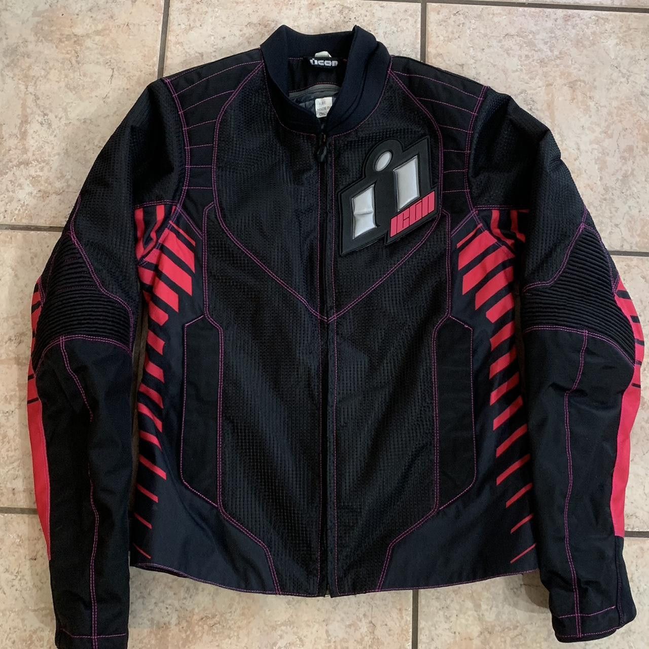 image of Women Motorcycle Jacket in Black Pink (Size Medium)