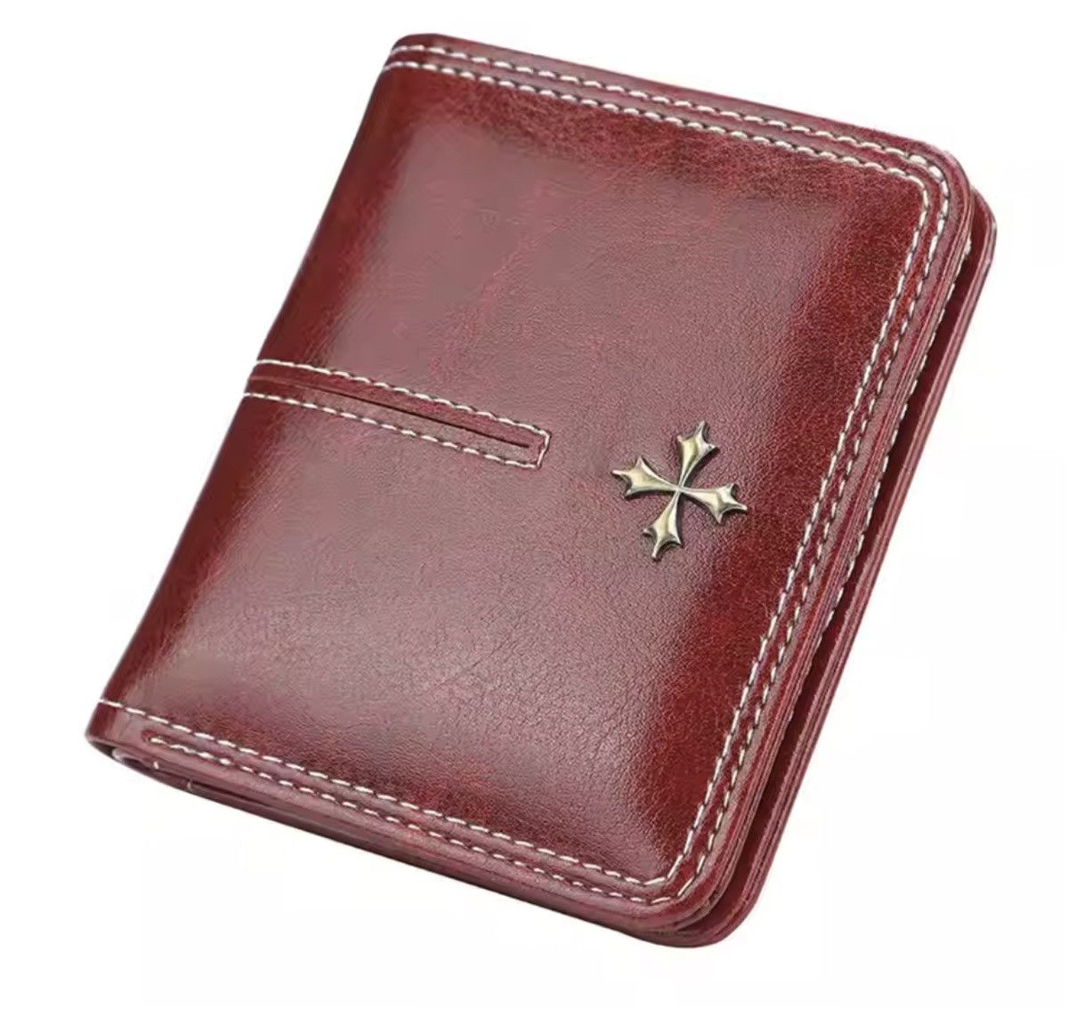 Japanese Brand Mitsuoka x Eno Y2K Leather Cross Wallet (burgundy) Size ONE SIZE - 8 Thumbnail