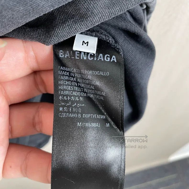 Balenciaga Balenciaga Black Gray Washed Wheat Pattern Logo Short Slee Size US M / EU 48-50 / 2 - 4 Thumbnail