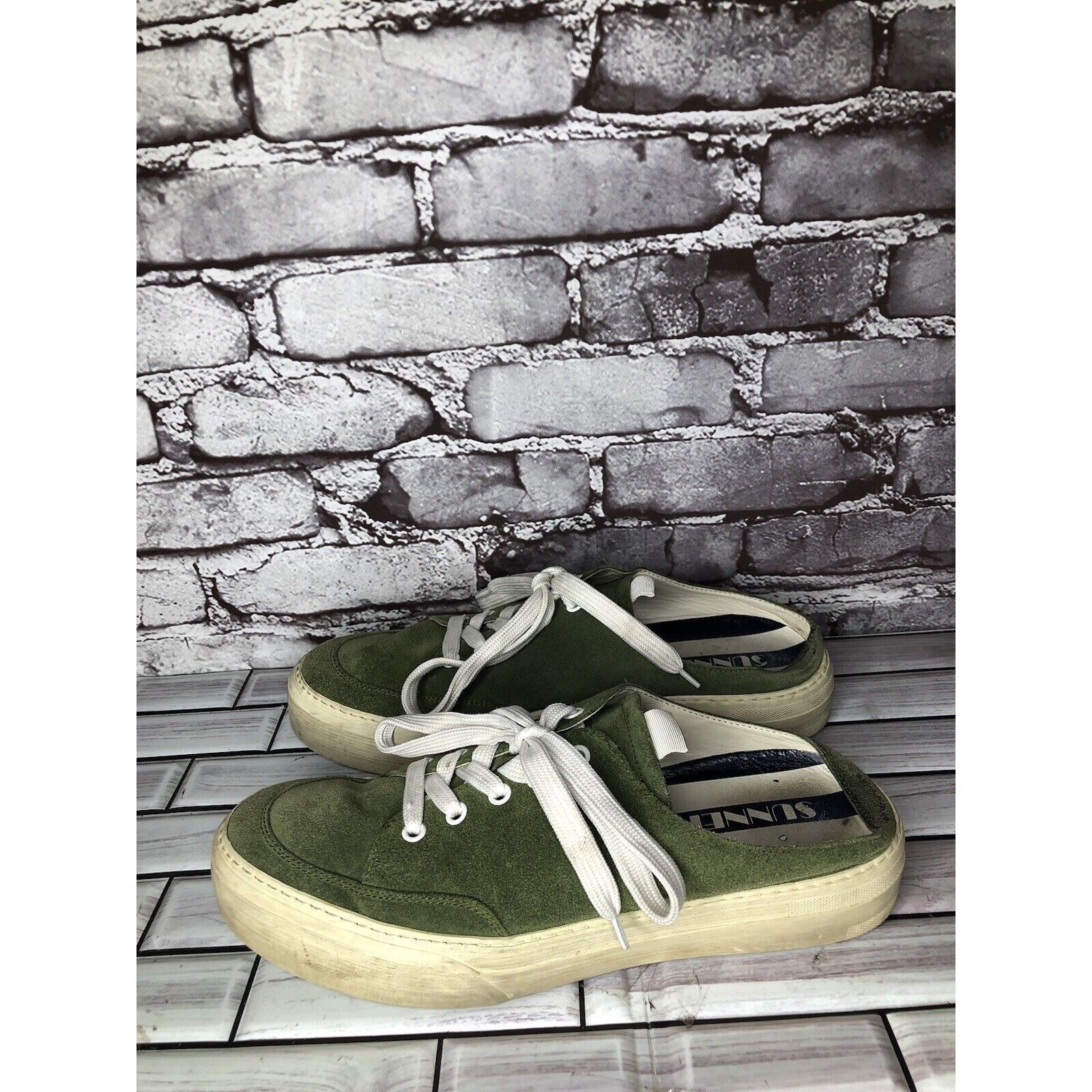 Sunnei Sunnei Green Suede Leather Slip On Lace Up Comfort Shoes Wom Size US 11 / IT 41 - 22 Thumbnail