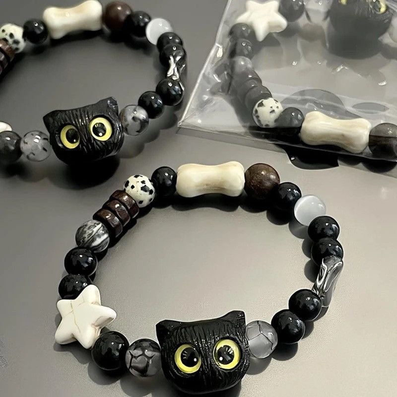 Jewelry Natural stone black cat bracelet Size ONE SIZE - 1 Thumbnail