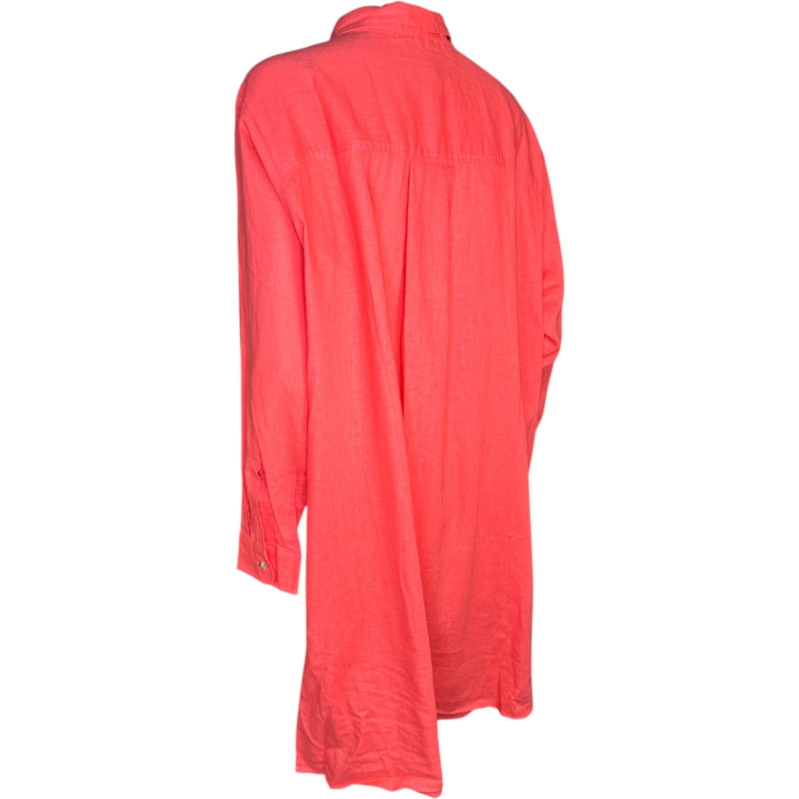 Other Encore Idina Menzel Coral Linen Blend Tunic Shirt Dress LP Size L / US 10 / IT 46 - 3 Thumbnail