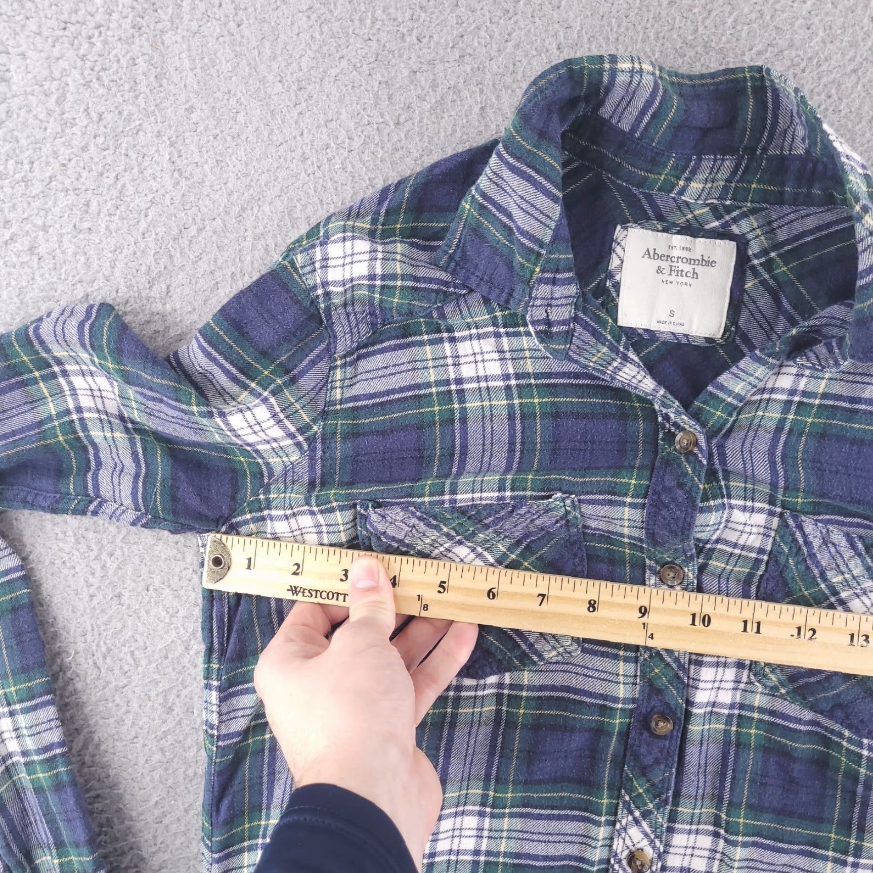 Abercrombie & Fitch Abercrombie Shirt Womens Small Flannel Green Button Up Long Sleeve Plaid Collared Size S / US 4 / IT 40 - 4 Thumbnail