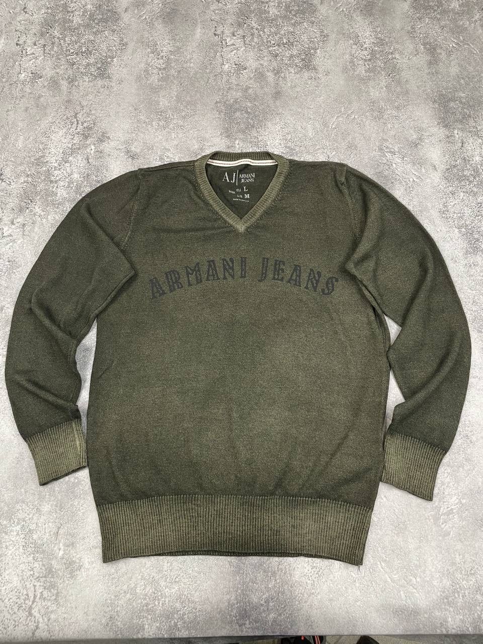 Armani Armani Jeans Vintage Men V-Neck Sweater Khaki Size M/L Size US M / EU 48-50 / 2 - 1 Thumbnail
