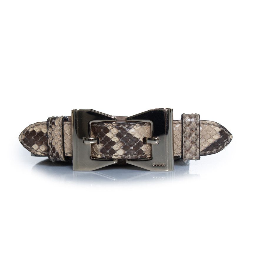 Gucci Gucci, python leather belt with gold metal bow Size ONE SIZE - 3 Thumbnail