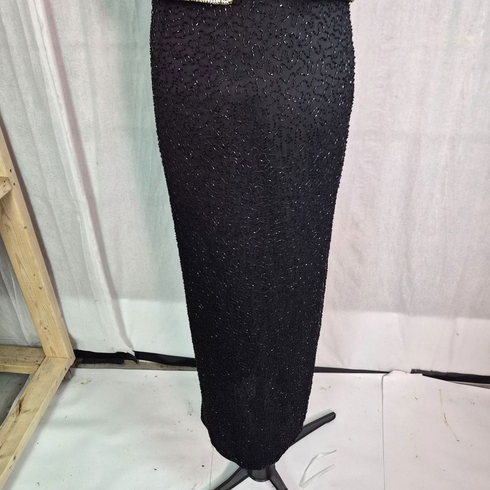 Vintage VINTAGE Laurence Kazar Beaded 100% Silk Dress Maxi Evening M Black Womens Size M / US 6-8 / IT 42-44 - 3 Thumbnail