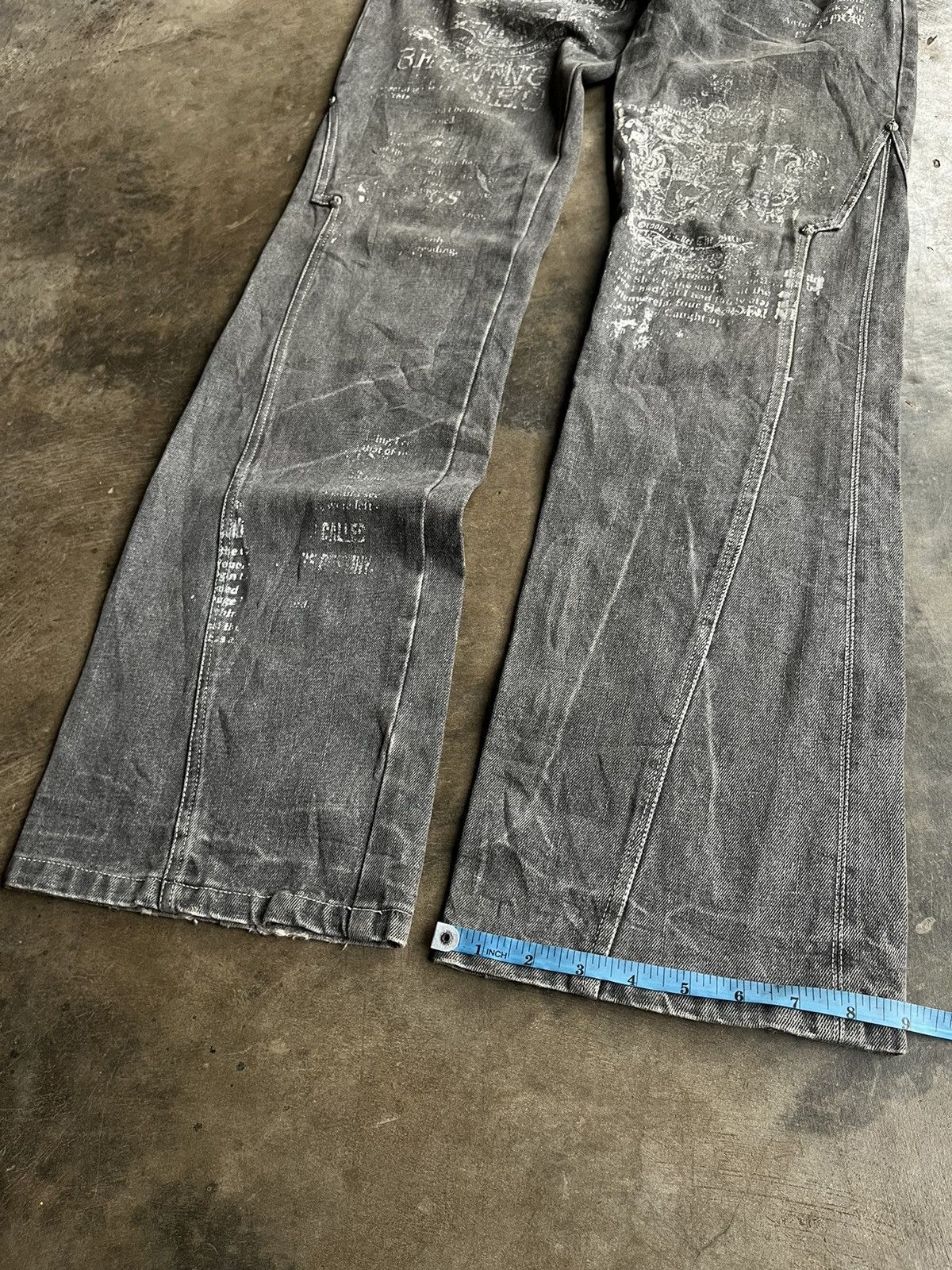 Tornado Mart Bernings Sho Flare Gothic Poem Boot Cut Wash Denim Pants Size US 30 / EU 46 - 18 Thumbnail