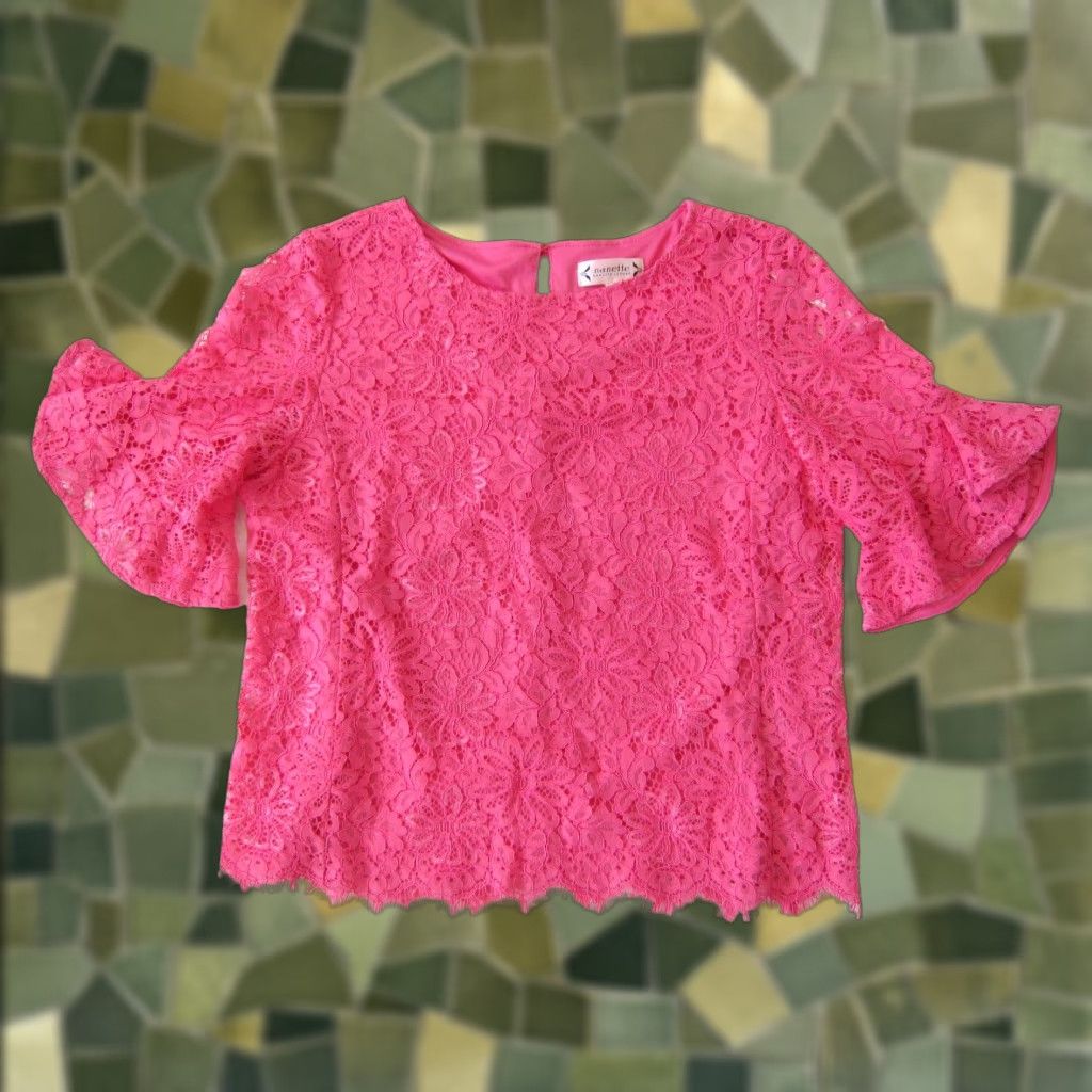 Nanette Lepore Nanette Lepore Neon Pink Crochet Knit Floral Flare Sleeve Tunic Blouse Top S Pink Women Blouse Floral Tunic 60% cotton 30% nylon 10% rayon M Size S / US 4 / IT 40 - 1 Thumbnail