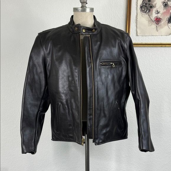 【超美品】VANSON Leather Single Riders Jacket VANSON Leather Single Riders Jacket men Size 34 Color Brown