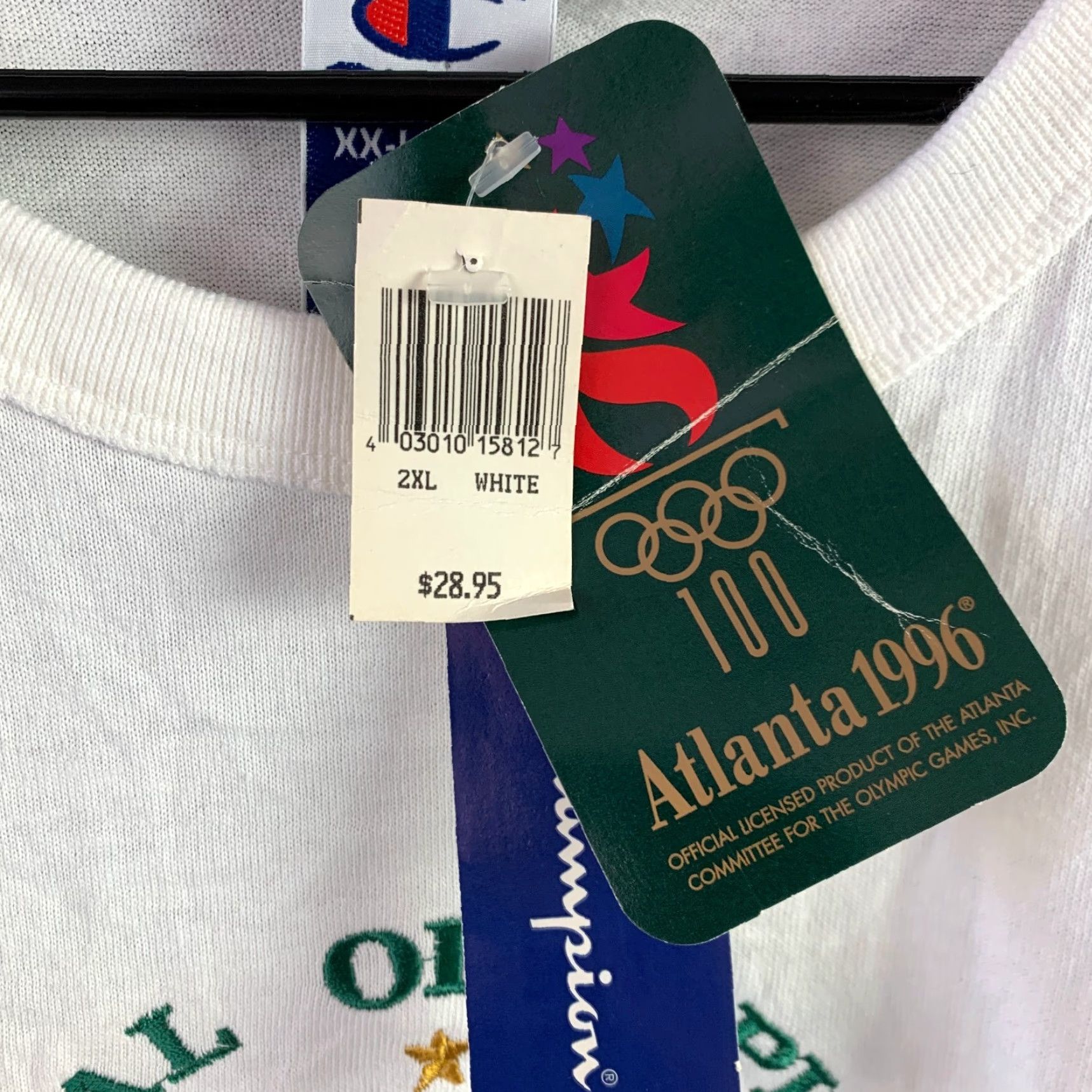 Champion VINTAGE 1996 Centennial Olympics Atlanta Champion Tee T-Shirt 2XL White Mens NWT Size US XXL / EU 58 / 5 - 5 Thumbnail