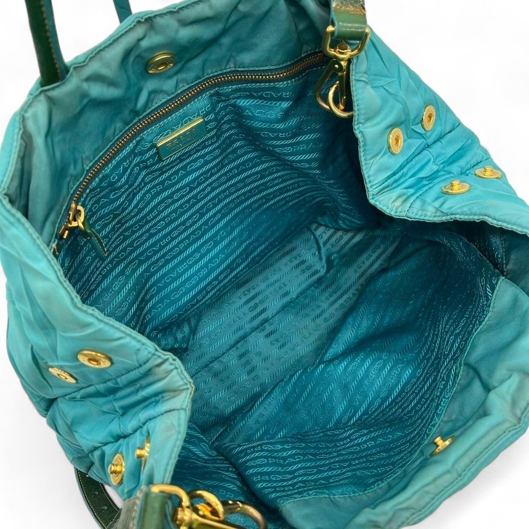 Prada Prada - Turquoise Tessuto City Nylon Handbag 2way Size ONE SIZE - 6 Thumbnail