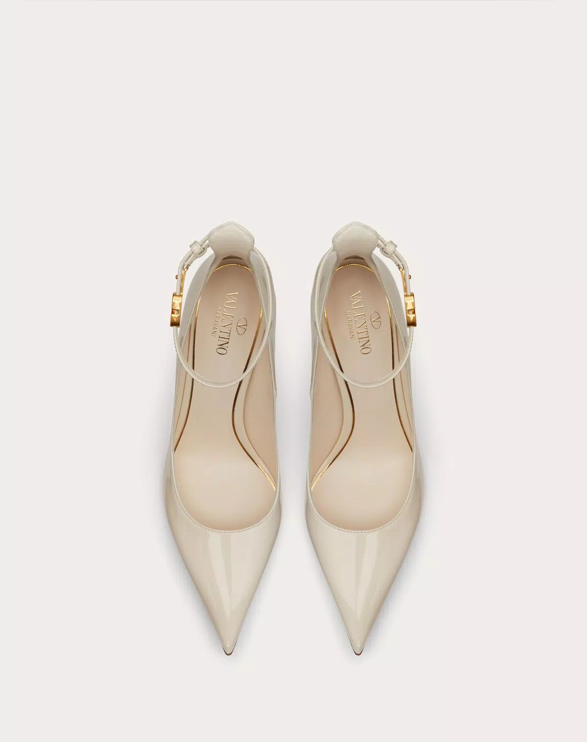 Valentino o1s1wg110426 Tan-Go Patent Leather 100mm Pumps in Ivory Size US 11.5 / IT 41.5 - 4 Thumbnail