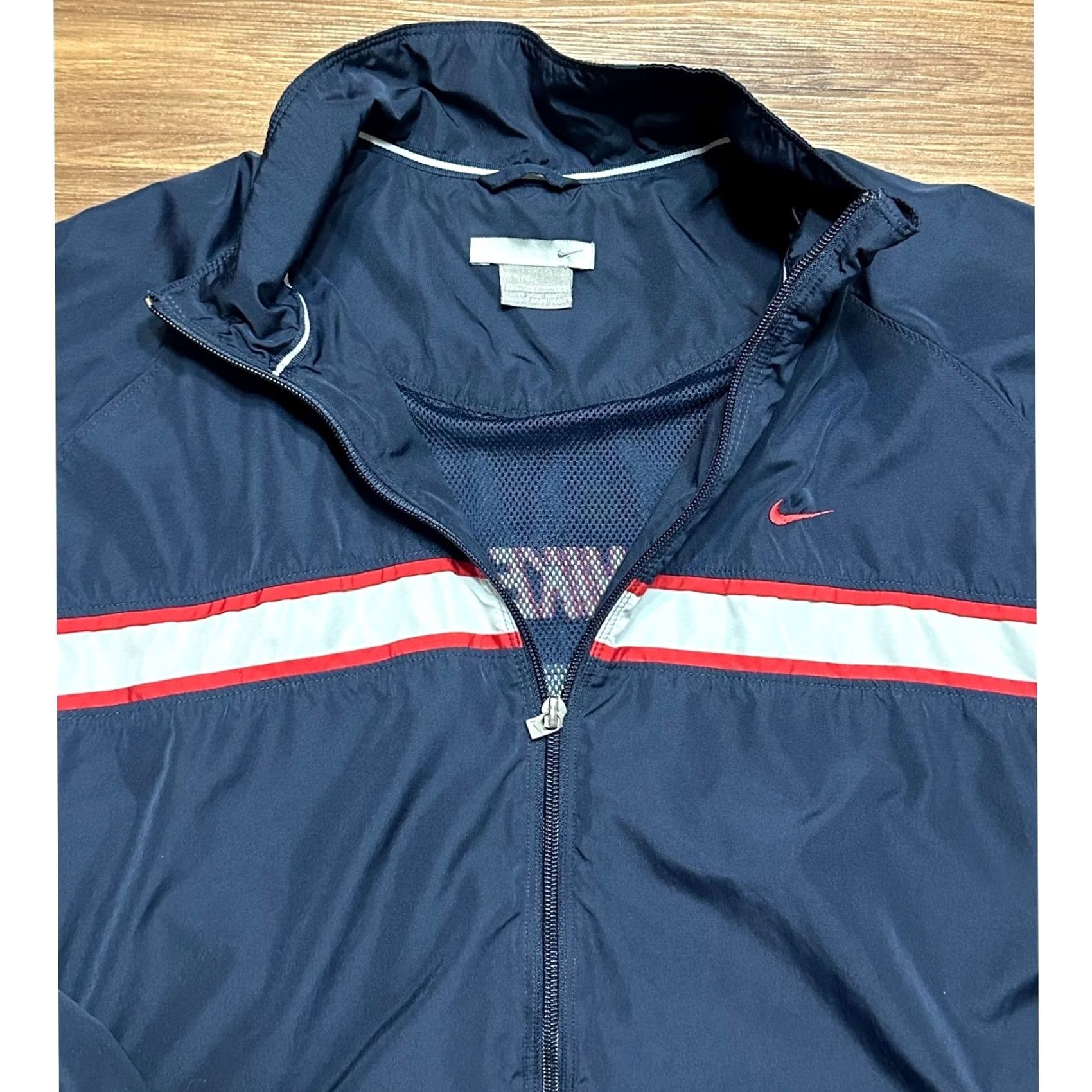 Nike VINTAGE Nike Y2K Windbreaker Jacket XL Blue Full Zip Striped Embroidered Swoosh Mens Size US XL / EU 56 / 4 - 5 Thumbnail