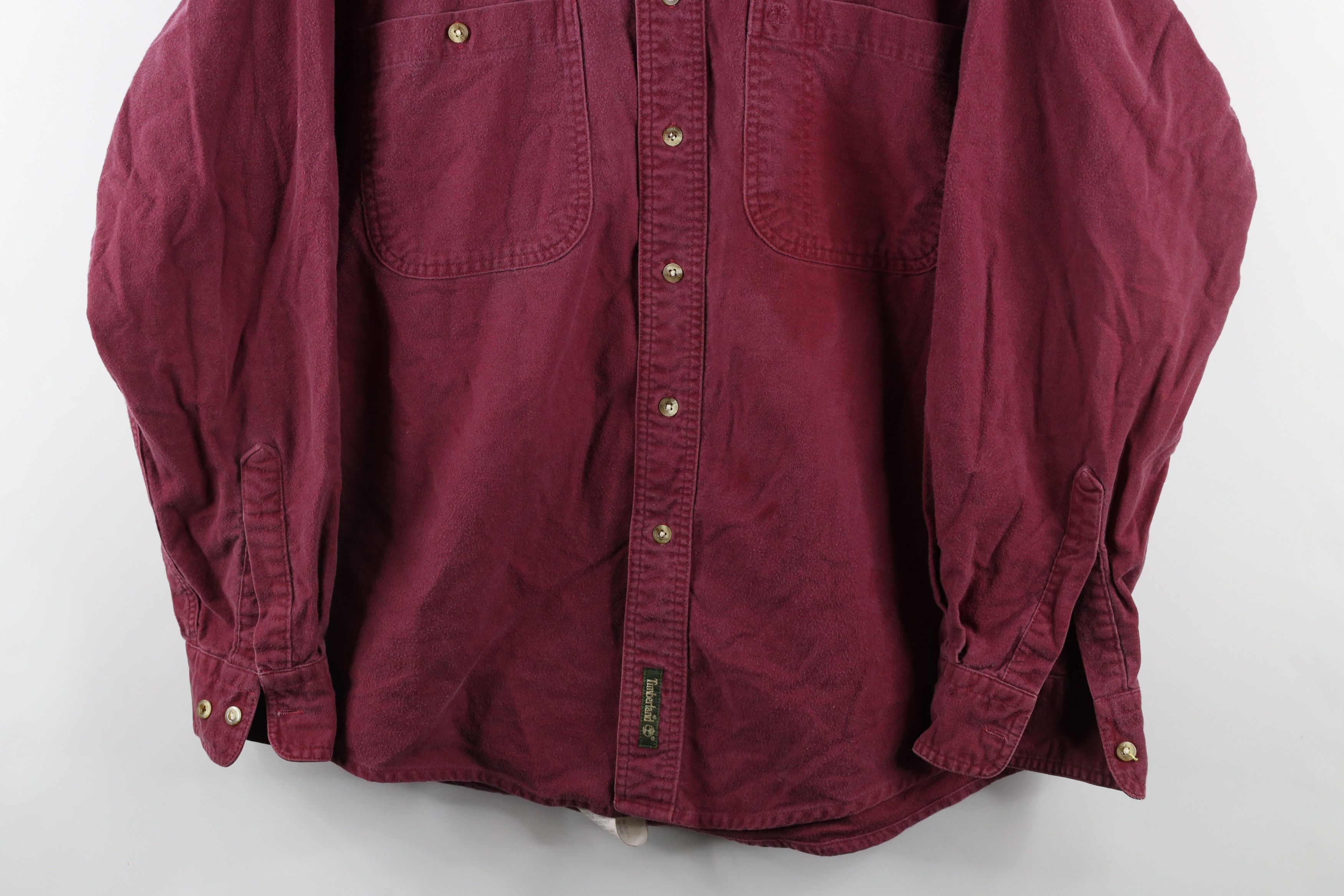 Timberland × Vintage Vintage 90s Timberland Chamois Cloth Button Shirt Red Size US M / EU 48-50 / 2 - 3 Thumbnail