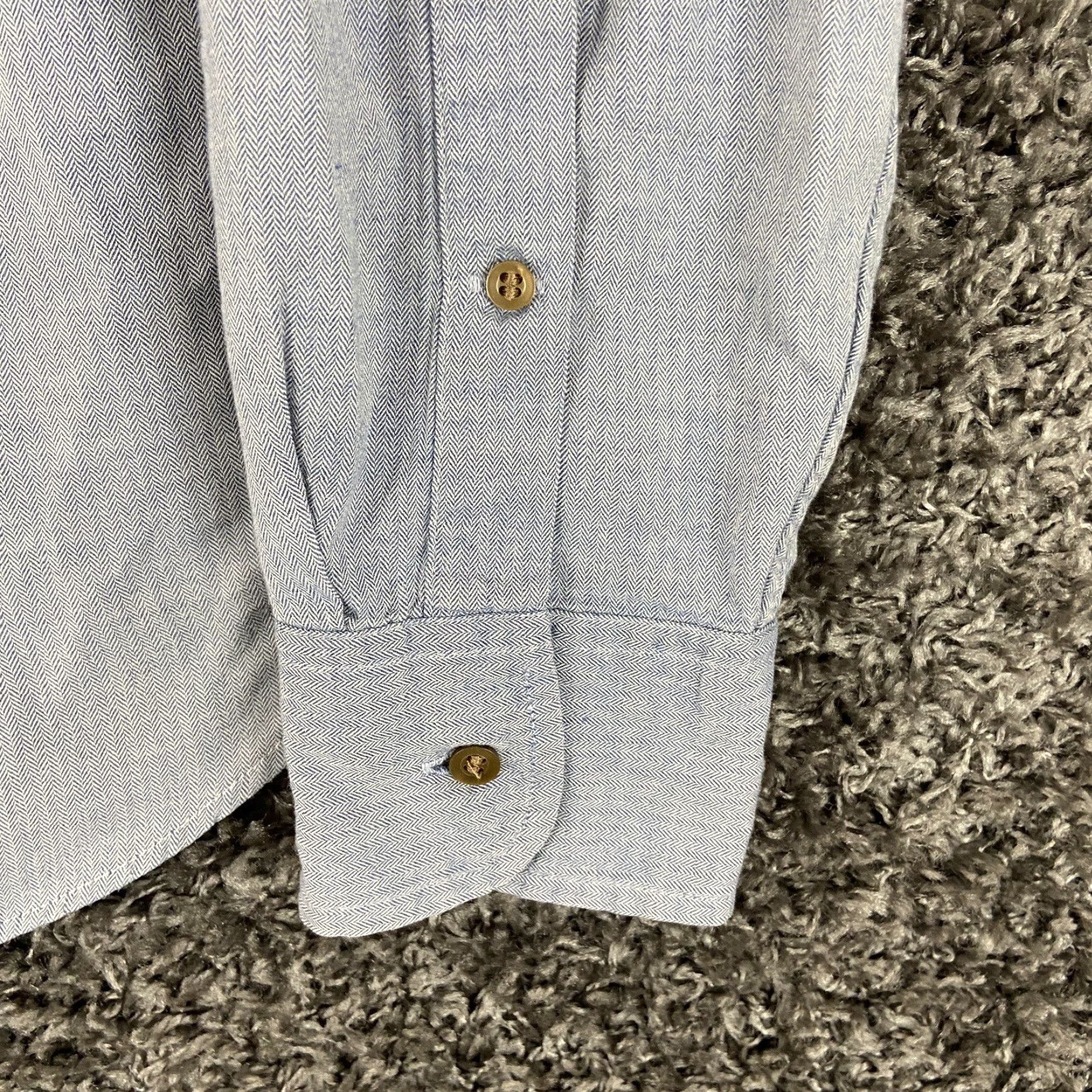 J.Crew VINTAGE J.CREW Shirt Men's M Blue Long Sleeve Button-Up Cotton Pocket Detail Hole (Note: pocket bottom missing) Size US M / EU 48-50 / 2 - 3 Thumbnail