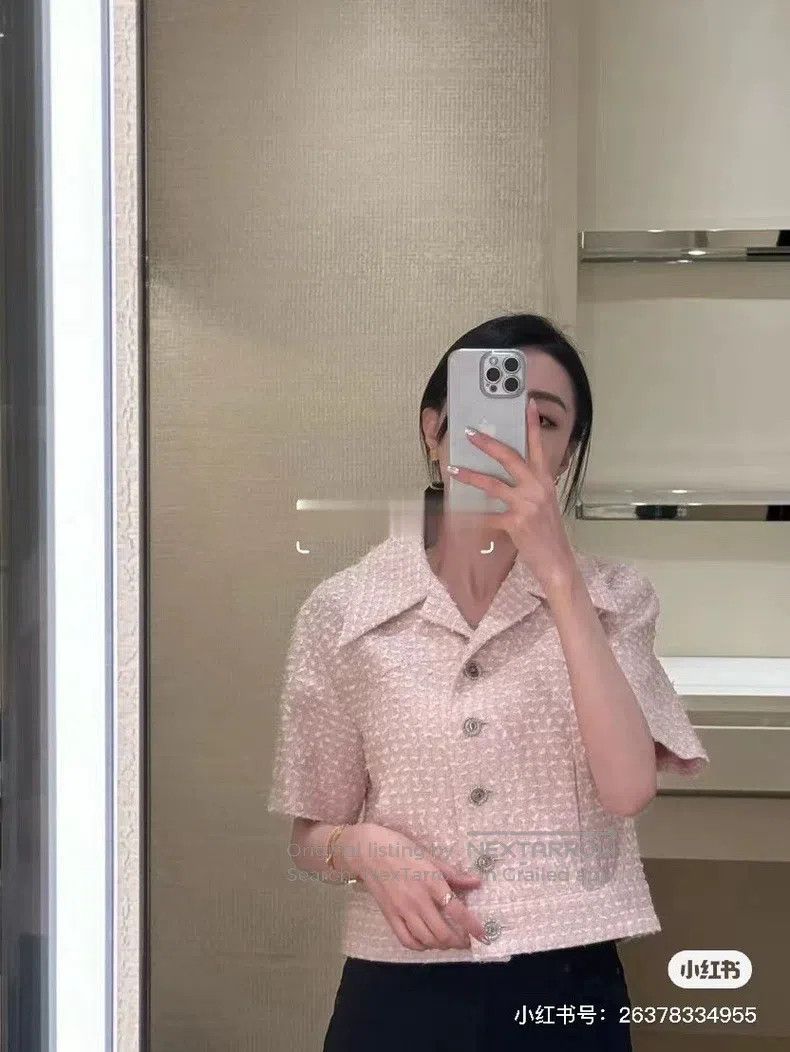 Chanel Chanel 24P pink tweed short-sleeved jacket Size M / US 6-8 / IT 42-44 - 9 Thumbnail