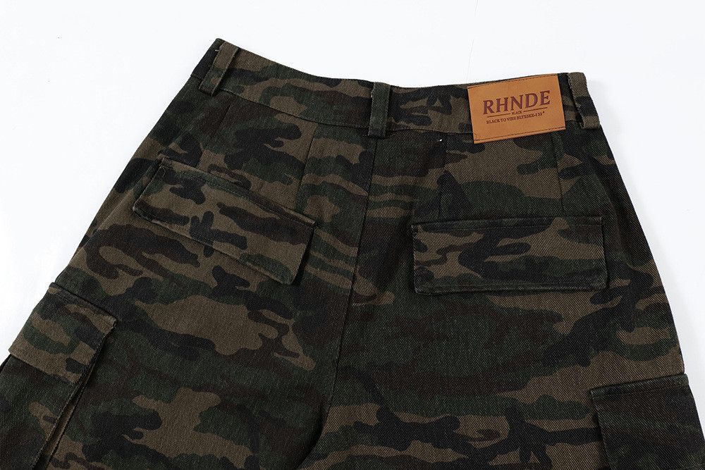 Japanese Brand × Jean Men's oversize embroidered rose camouflage denim shorts Size US 32 / EU 48 - 5 Thumbnail