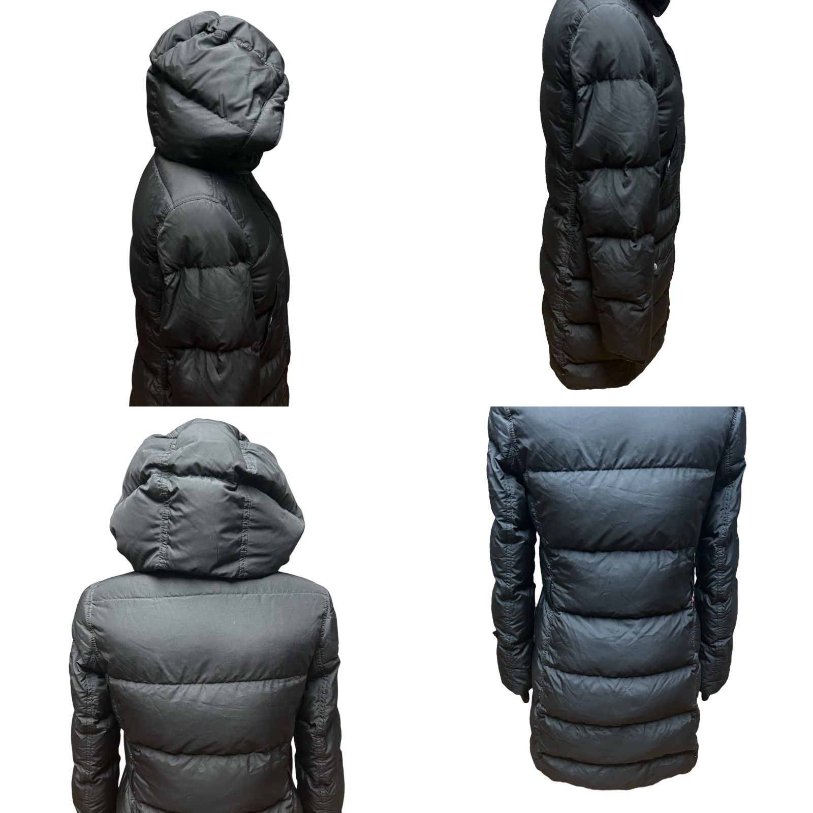 Vintage J Crew Women's Drawstring Hood Pocketed Long Puffer Jackets Solid Black Medium Size M / US 6-8 / IT 42-44 - 8 Thumbnail