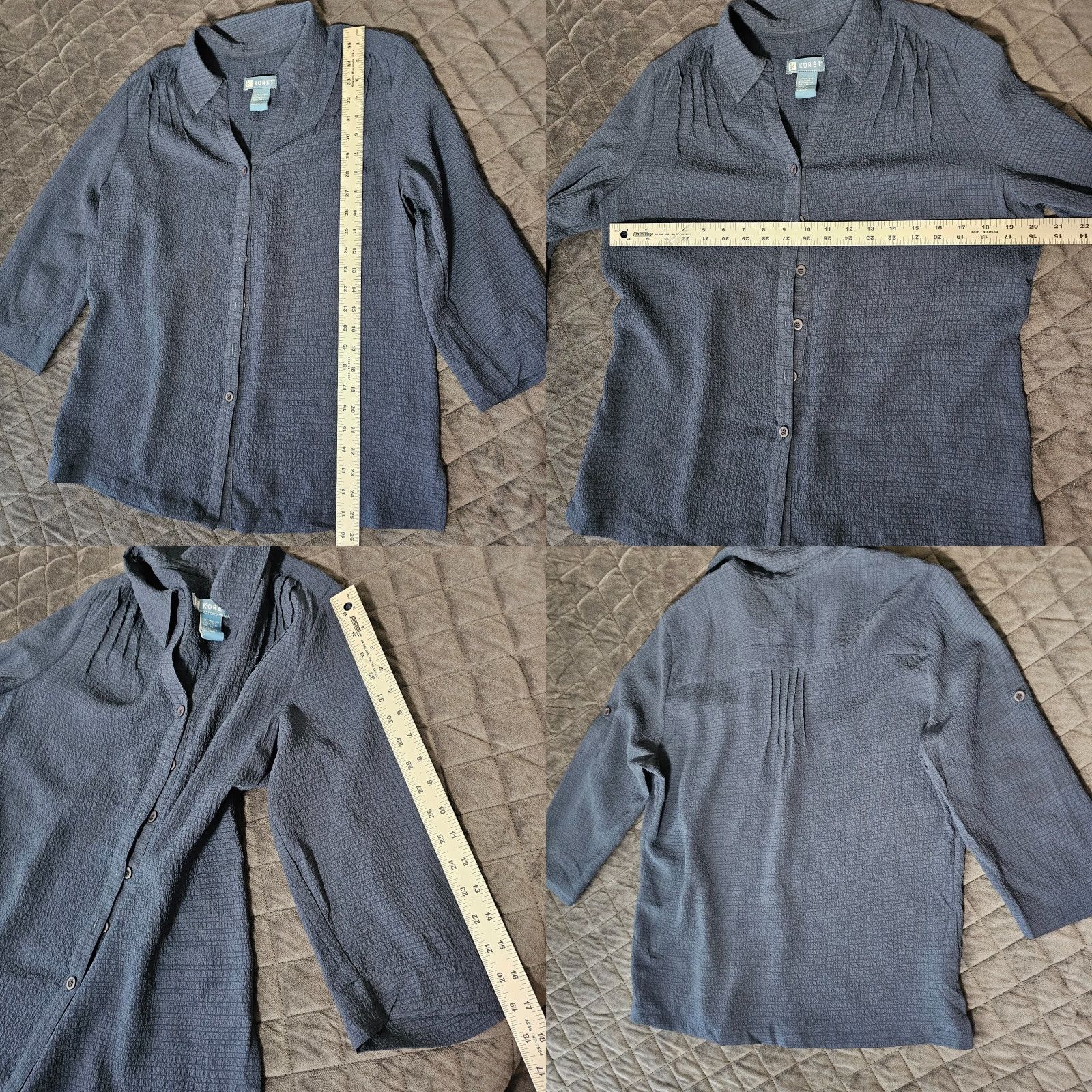 Vintage VINTAGE Koret Shirt Blouse Button-Up Blue Long Sleeve Size M, Women, Regular, 20s-30s, Sheer, Ned? Size M / US 6-8 / IT 42-44 - 8 Thumbnail