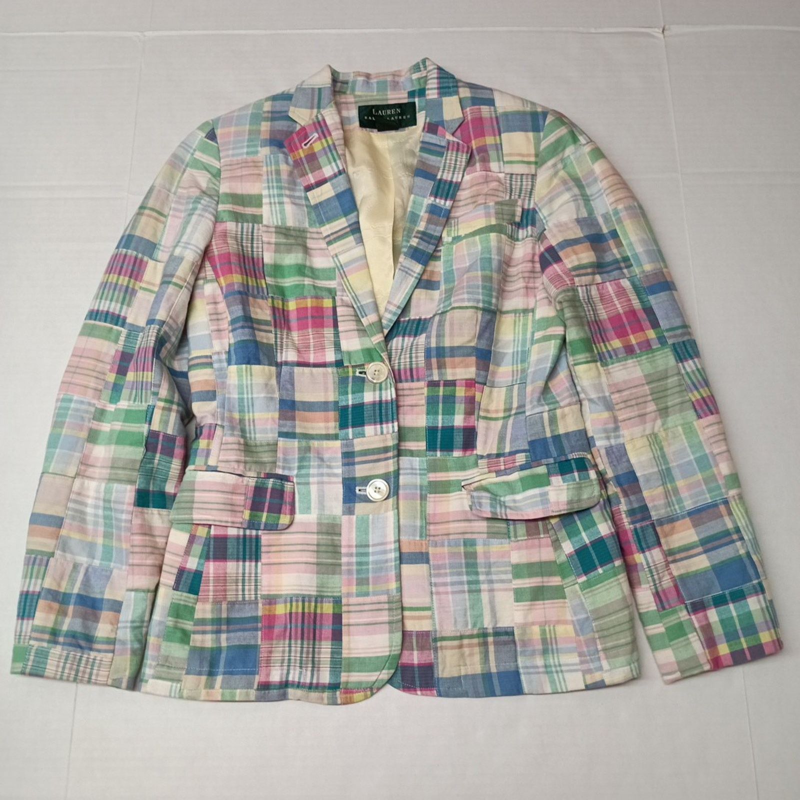 Lauren Ralph Lauren Patchwork Plaid Jacket Blazer Women's PS
