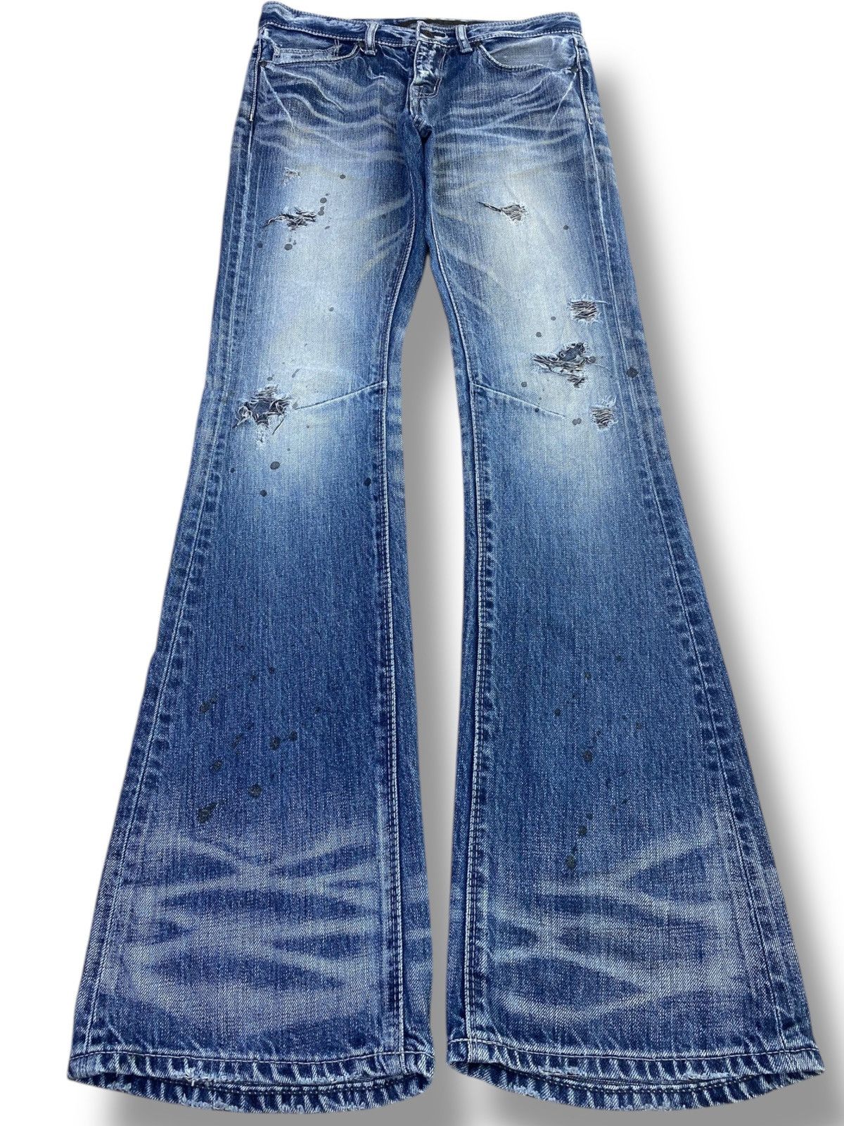 GOSTAR DE FUGA GOSTARDE FUGA Light Wash Whiskered Style Flare Leg Jeans Size US 30 / EU 46 - 1 Thumbnail