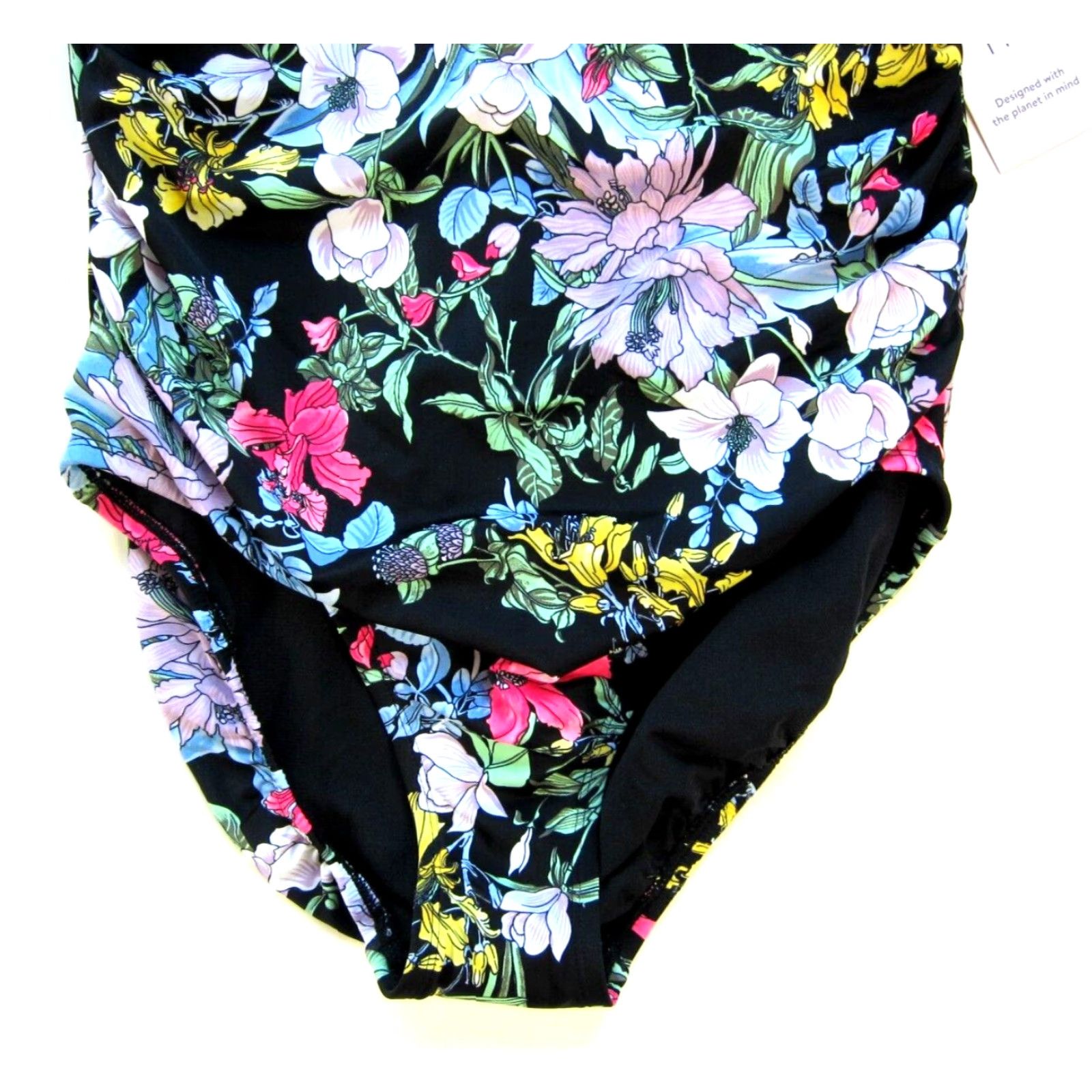 Vintage NWT Time And True Black Pink Floral Full Seat Cover Slim One Piece Swimsuit L Size ONE SIZE - 5 Thumbnail