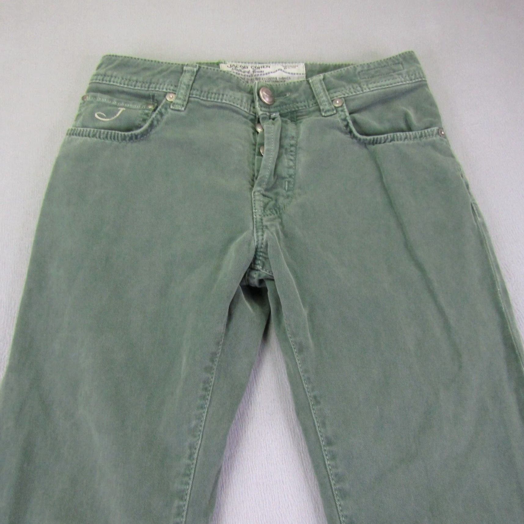 Jacob Cohen Jacob Cohen Pants Womens 30 Green Button Fly Handmade Slim Straight Italy Jeans Size 28" / US 6 / IT 42 - 2 Thumbnail