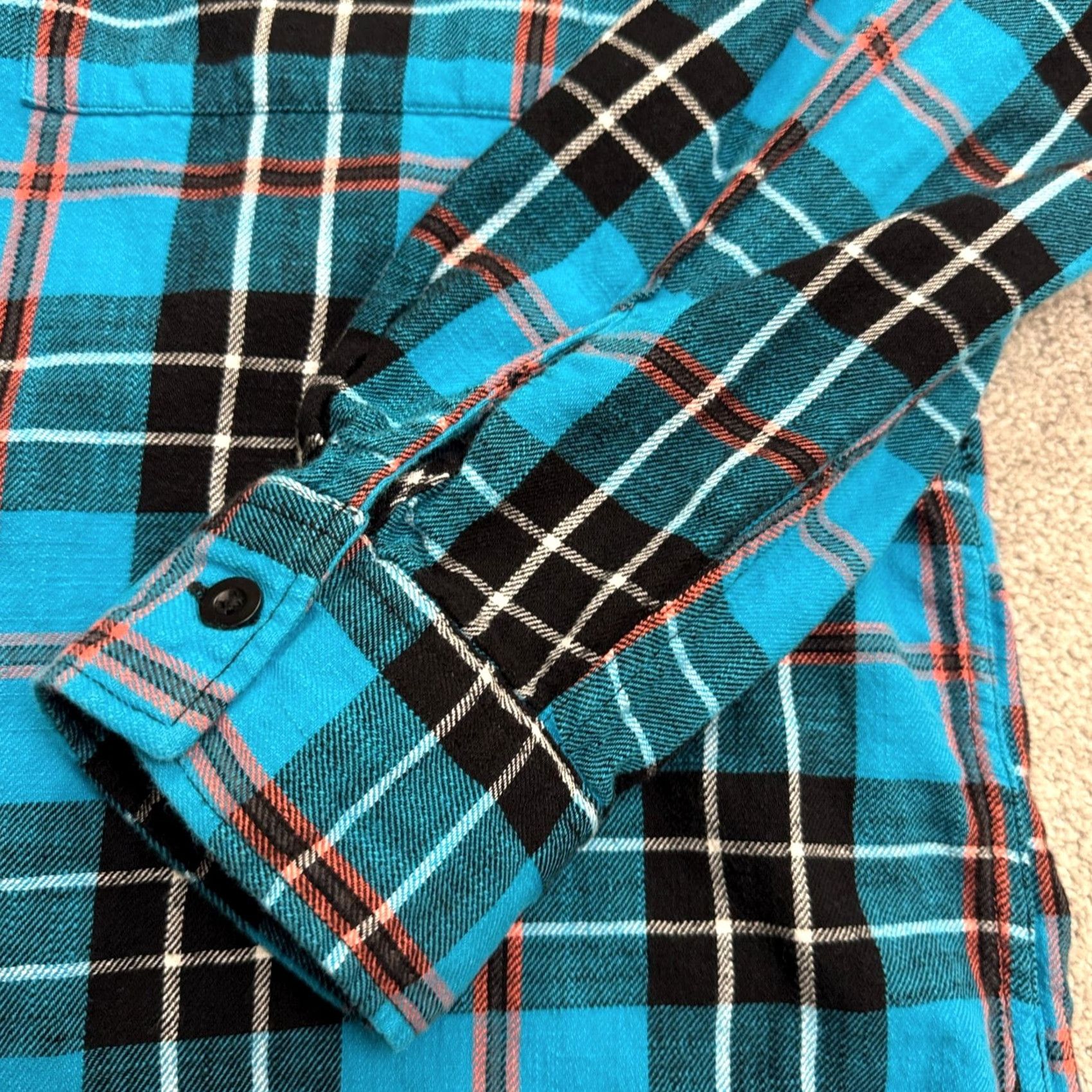 American Eagle Outfitters American Eagle Flannel Shirt Mens XL Blue Black Plaid Long Sleeve Button-Up Cotton Casual Size US XL / EU 56 / 4 - 4 Thumbnail
