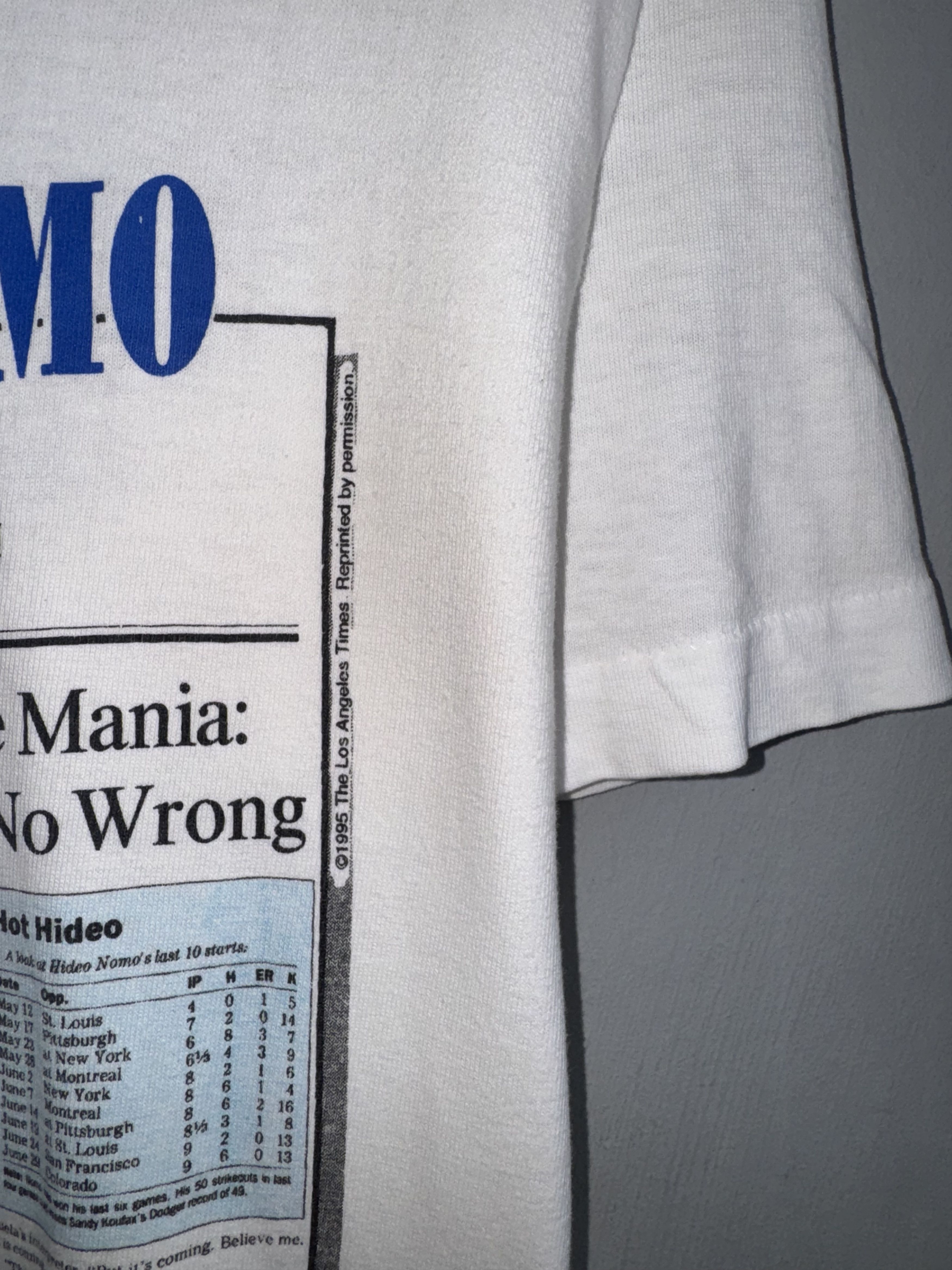 Vintage Hideo Nomo Newspaper Dodgers 1995's Vintage MLB T-Shirt Size US M / EU 48-50 / 2 - 4 Thumbnail