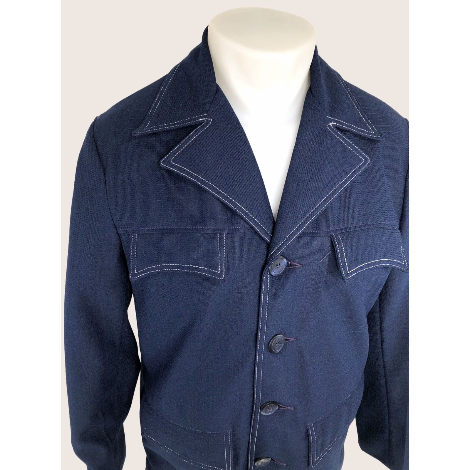 Vintage VINTAGE Awesome ANDERSON LITTLE 1960s Blazer Jacket Disco Leisure 38R Blue Polyester EXC Size 38R - 1 Thumbnail
