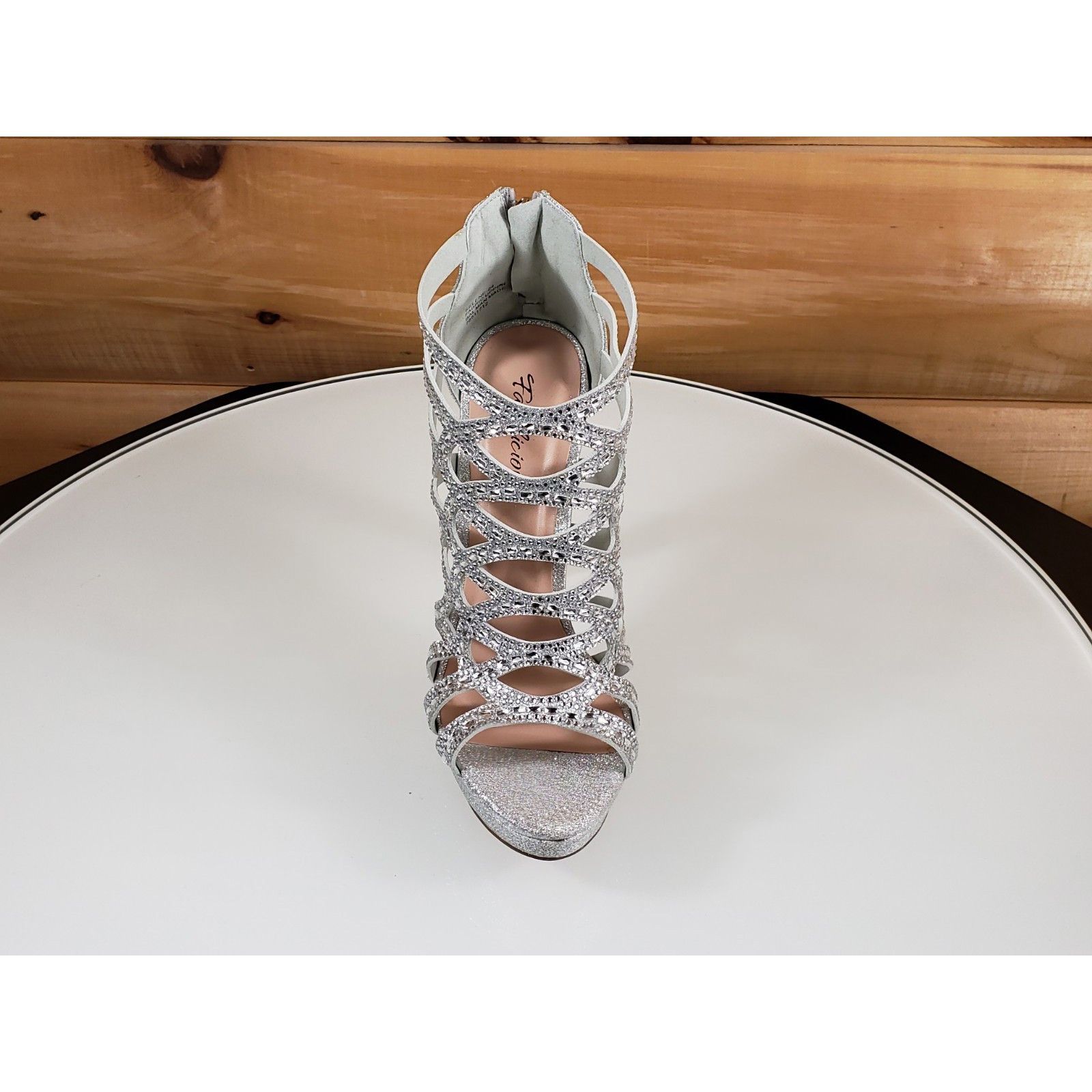 Other SELENE 4.5" High Heel Platform Shoe Cutout Cage Rhinestones Size US 10 / IT 40 - 4 Thumbnail