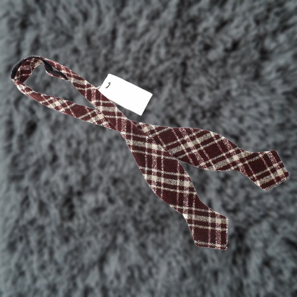 Suitsupply SUITSUPPLY Bow Tie Check Bordeaux Wool Blend Adjustable Classic Men's ONE SIZE Size ONE SIZE - 1 Thumbnail