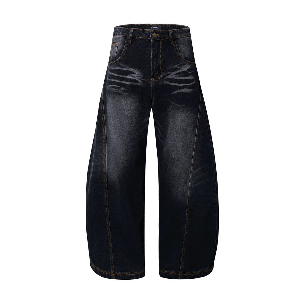 Jean American men's street loose wide-leg silhouette washed jeans Size US 32 / EU 48 - 1 Thumbnail