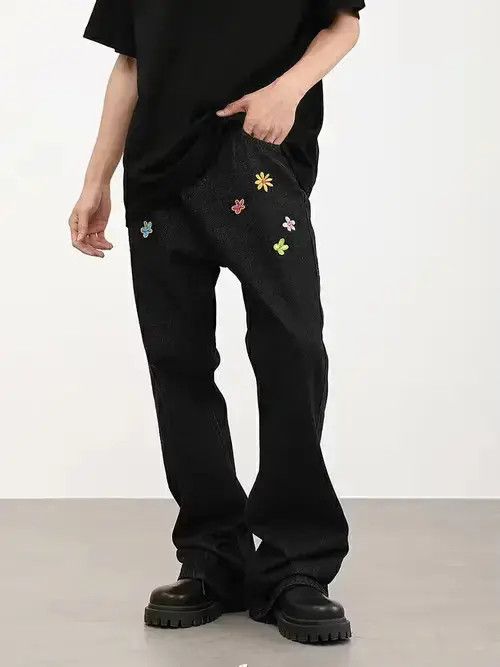 graphics y2k hiphop pattern flared jeans