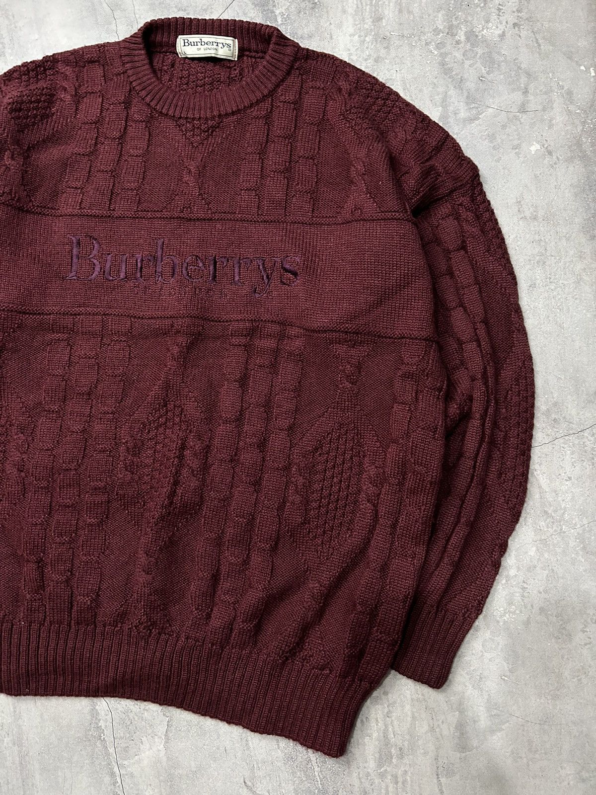 Burberry × Vintage VINTAGE 90s BURBERRY BIG LOGO KNIT SWEATER Size US L / EU 52-54 / 3 - 2 Thumbnail